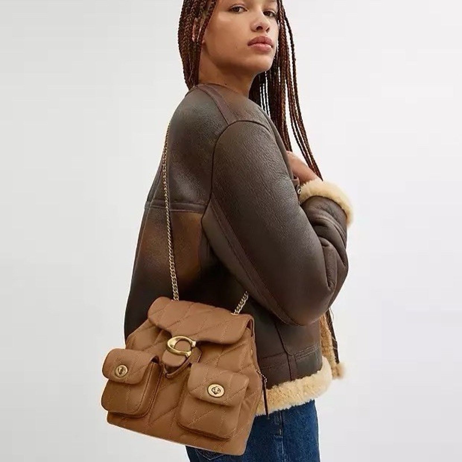Coach NWT COACH Tabby Backpack Pillow Quilting CU076 Honey Brown Size ONE SIZE - 15 Thumbnail