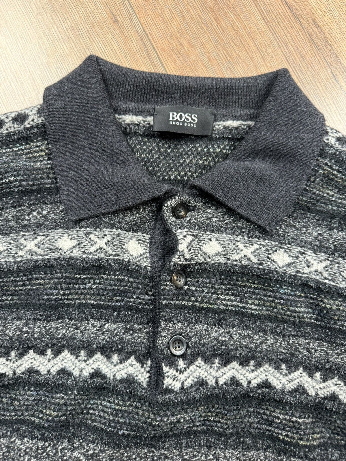 Hugo Boss Hugo Boss Vintage Wool Pattern Knit Polo Sweater 54 Italy Size US M / EU 48-50 / 2 - 3 Thumbnail
