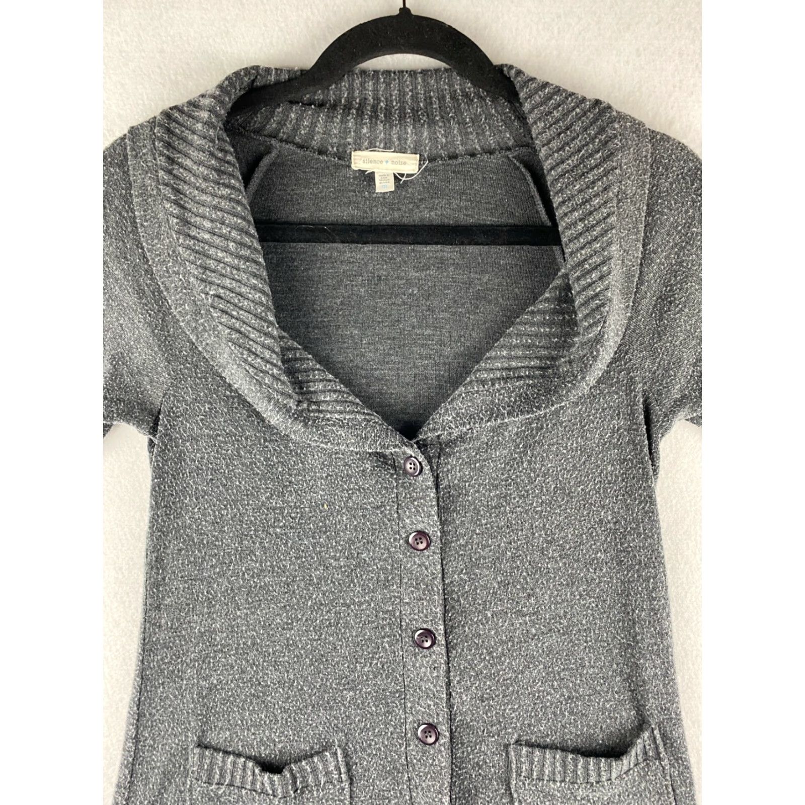 Vintage Silence + Noise Cardigan Sweater Womens M Gray Button Front Pockets Casual Modern Knit, Cardigan, Women, M, Gray, Silence + Noise, Sweater, Cardigan Size M / US 6-8 / IT 42-44 - 2 Thumbnail