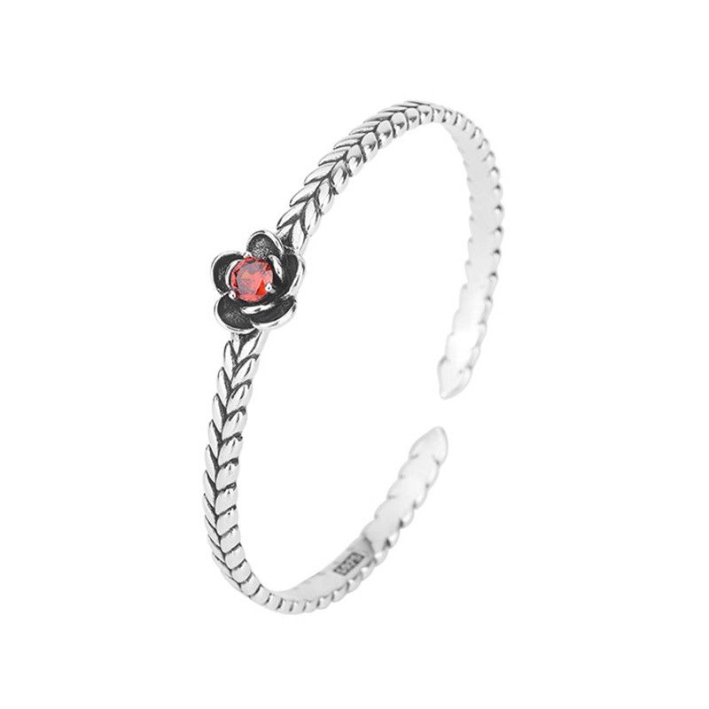 Jewelry Elegant Red Zircons Flower Handmade Bracelet Size ONE SIZE - 3 Thumbnail