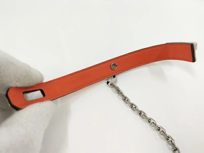 Hermes Hermes Bag Charm Kelly Glove Holder Orange Leather Palladium Size ONE SIZE - 9 Thumbnail