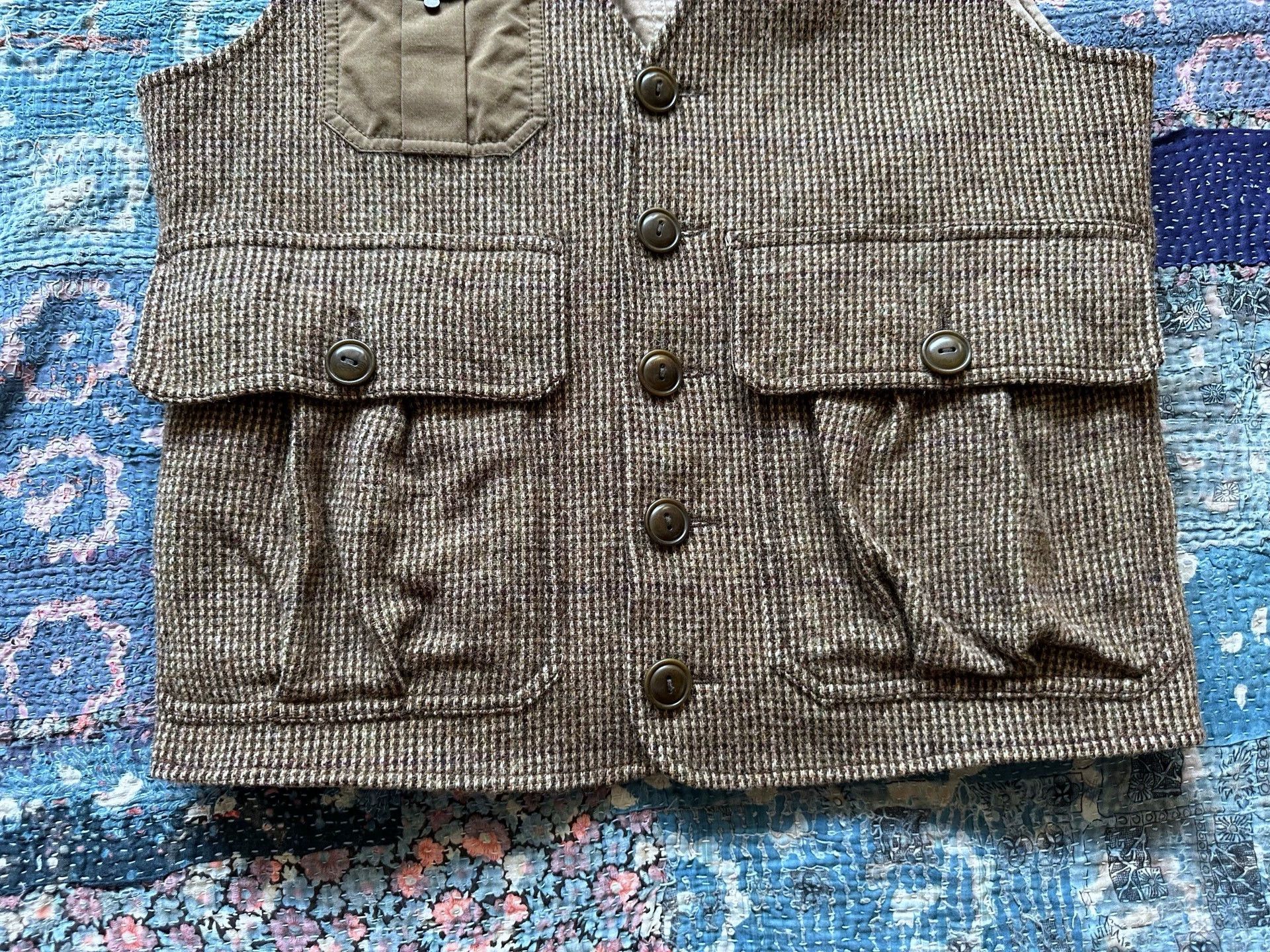 RRL Ralph Lauren Rugby RL RRL Waxed Wool Color Blocked Vest S Chest Buckle Size US S / EU 44-46 / 1 - 4 Thumbnail