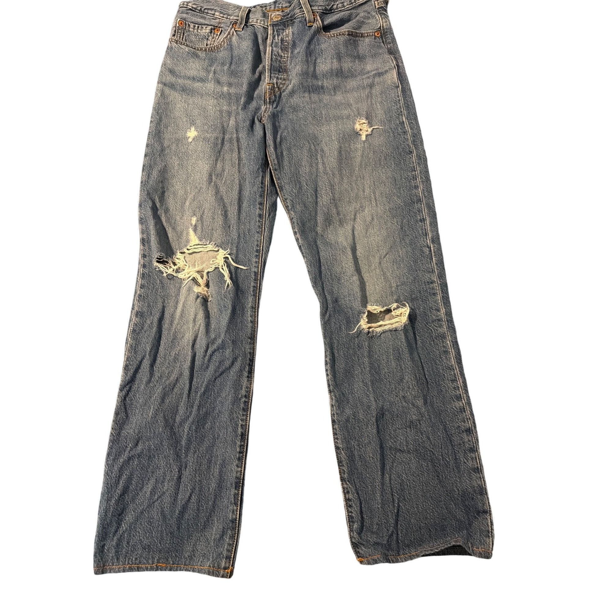 Levi's Levis 501 Button Fly Distressed Blue Denim Jeans Holes Cotto Size US 28 / EU 44 - 1 Thumbnail