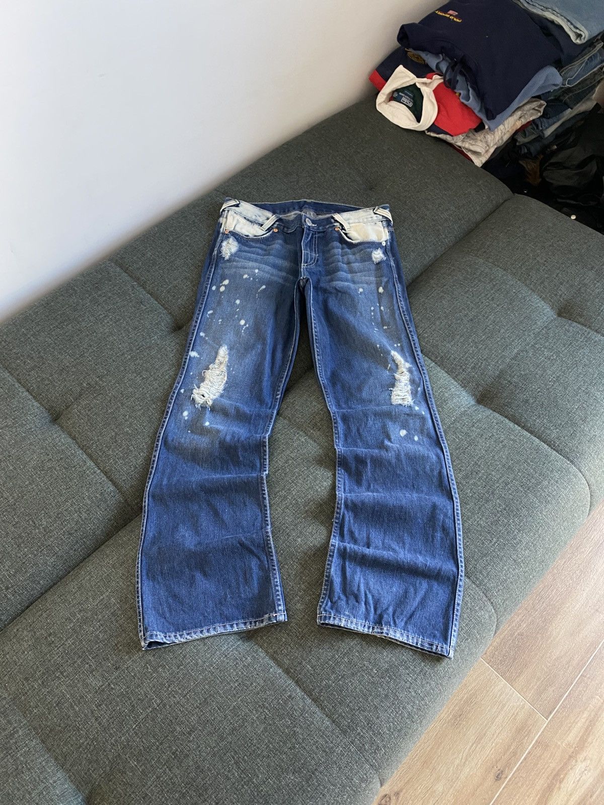 Armani Armani Vintage Flared Jeans Washed Faded Japanese Wide Y2K Size US 30 / EU 46 - 1 Thumbnail