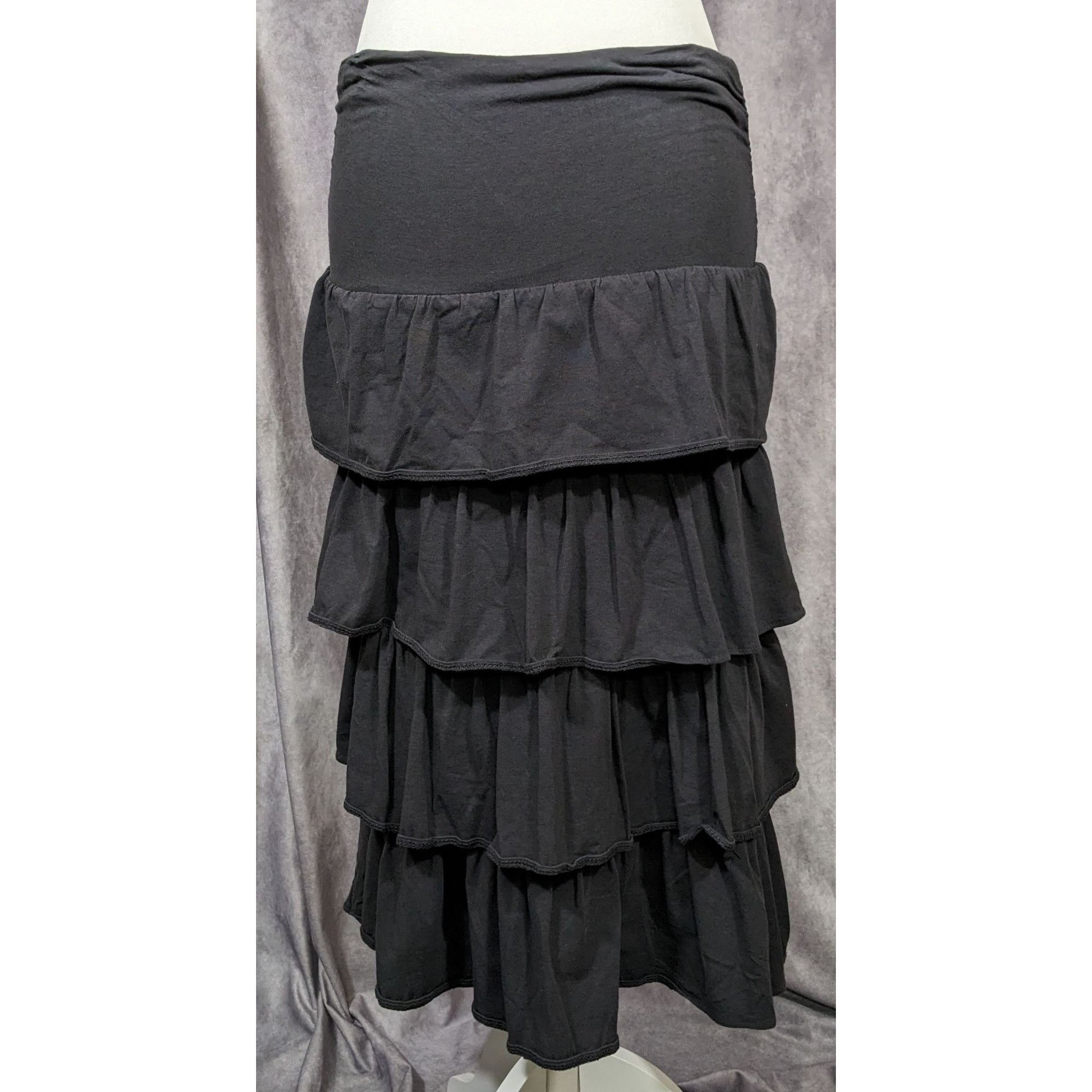 J.Crew Gothic Steampunk Grey Ruffle Tiered Maxi Skirt by J.Crew Size 29" - 4 Thumbnail