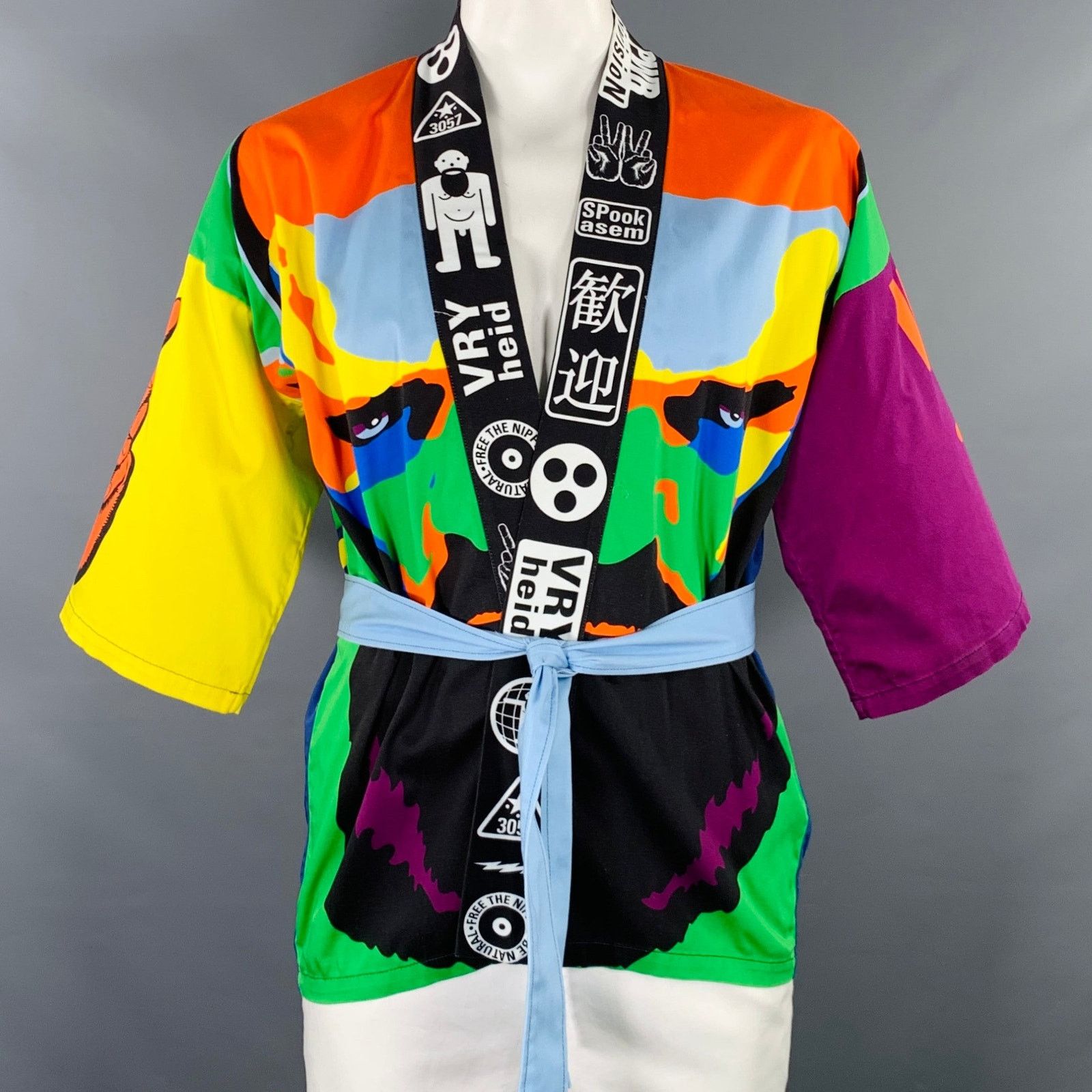 Walter Van Beirendonck SS20 Size L Multi Color Color Block Cotton Kimono Cardigan Size US L / EU 52-54 / 3 - 1 Thumbnail