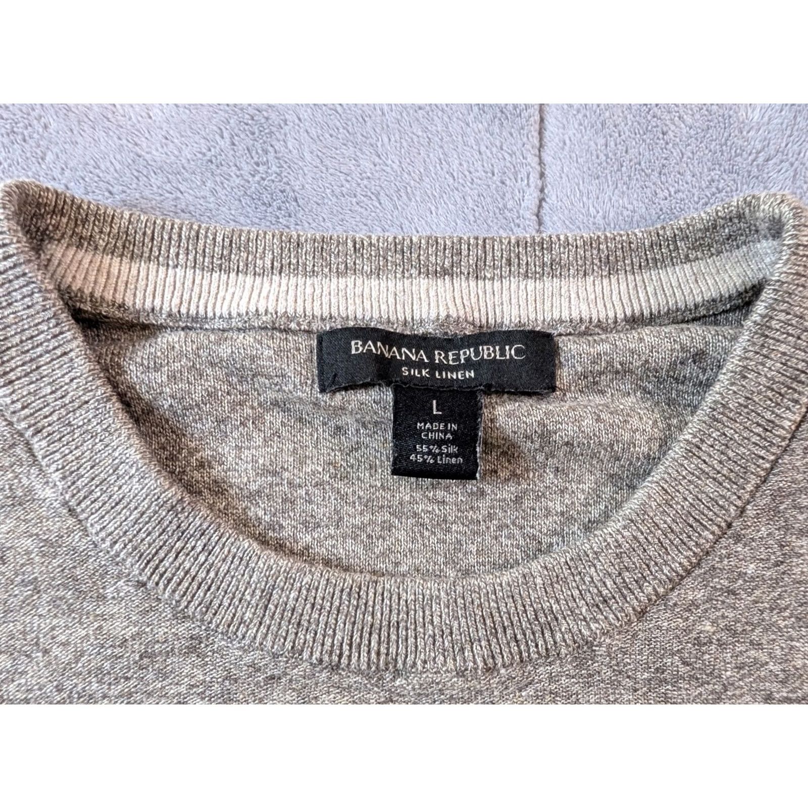 Banana Republic Banana Republic Sweater Shirt Mens L Beige Silk Linen Knit Crew Neck 90s Office Casual Pullover Long Sleeve Caproom Size US L / EU 52-54 / 3 - 3 Thumbnail