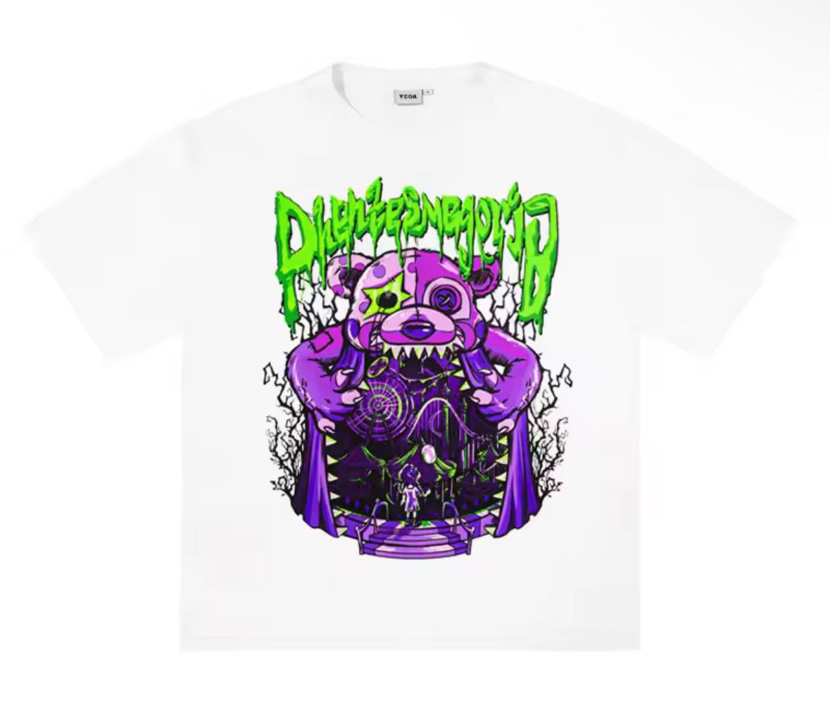 Japanese Brand Streetwear Grunge Gothic Bear Ghost Wheel White T-Shirt Size US L / EU 52-54 / 3 - 1 Thumbnail