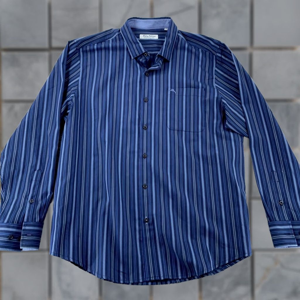 Tommy Bahama Tommy Bahama Shirt Mens XL Blue Striped Newport Coast Classic Collared Button Up Size US XL / EU 56 / 4 - 1 Thumbnail