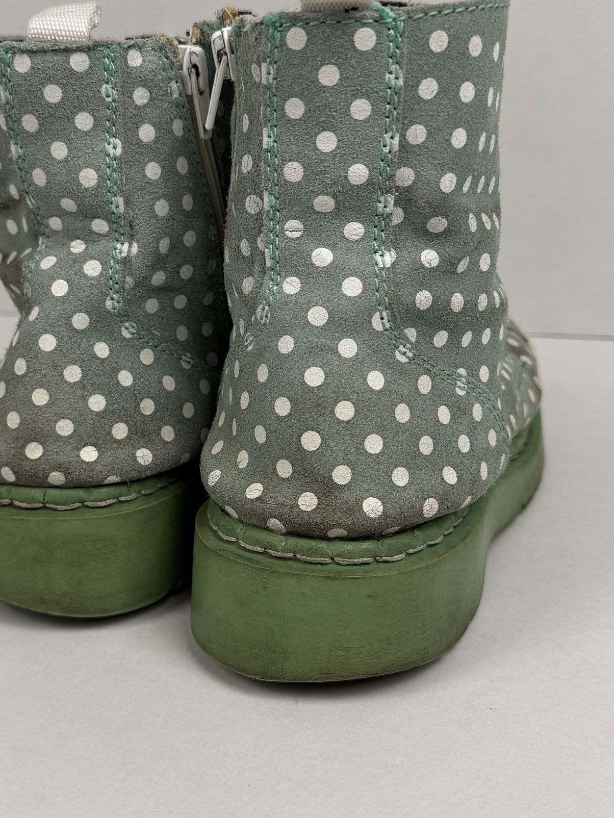 T.U.K. Footwear Anarchic TUK Boots Mint Polka Dots Anarchy Leather Combat Size US 10 / IT 40 - 12 Thumbnail