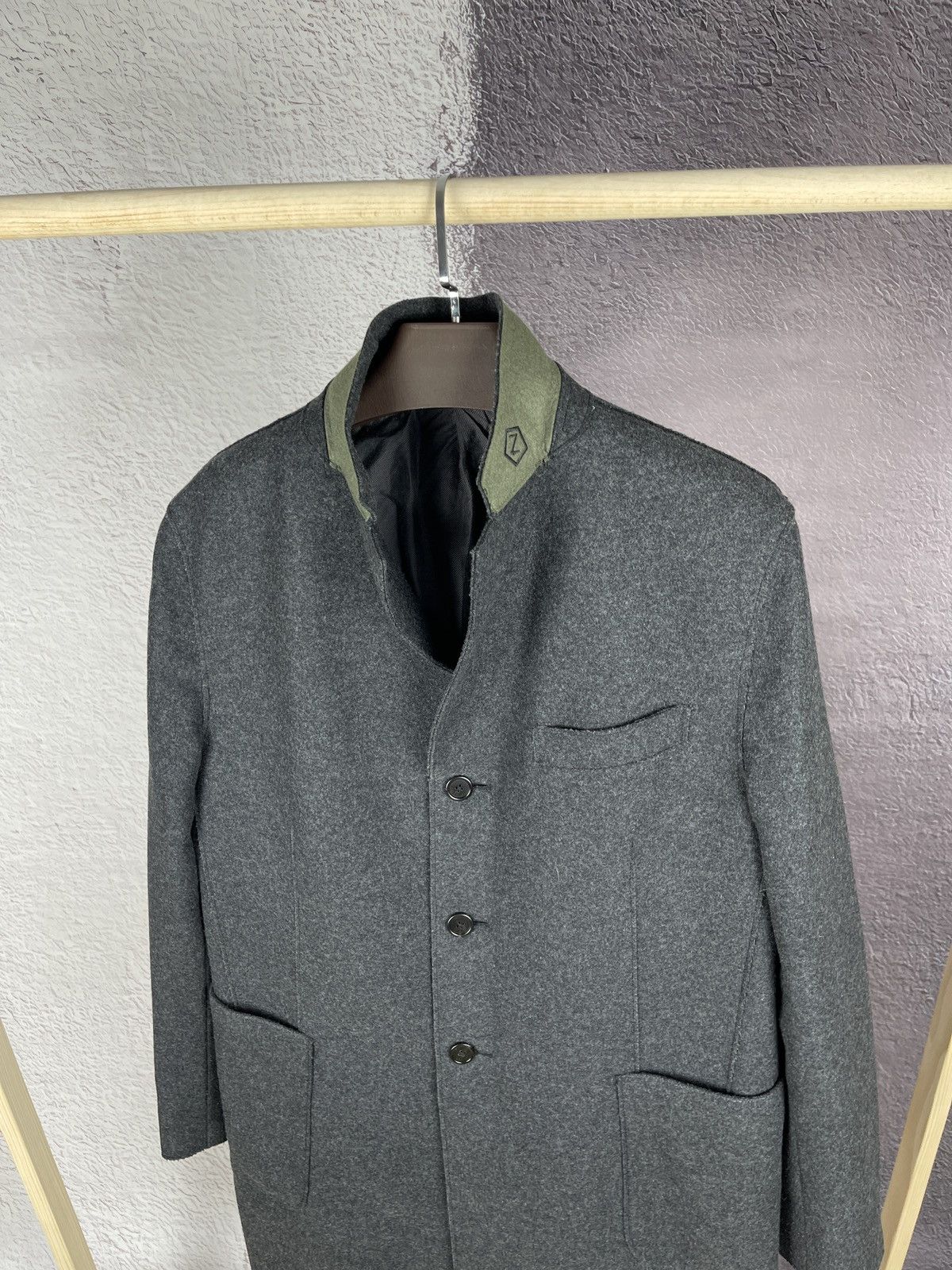 Z Zegna Z Zegna grey single breasted wool unlined trench coat logo Size US L / EU 52-54 / 3 - 11 Thumbnail