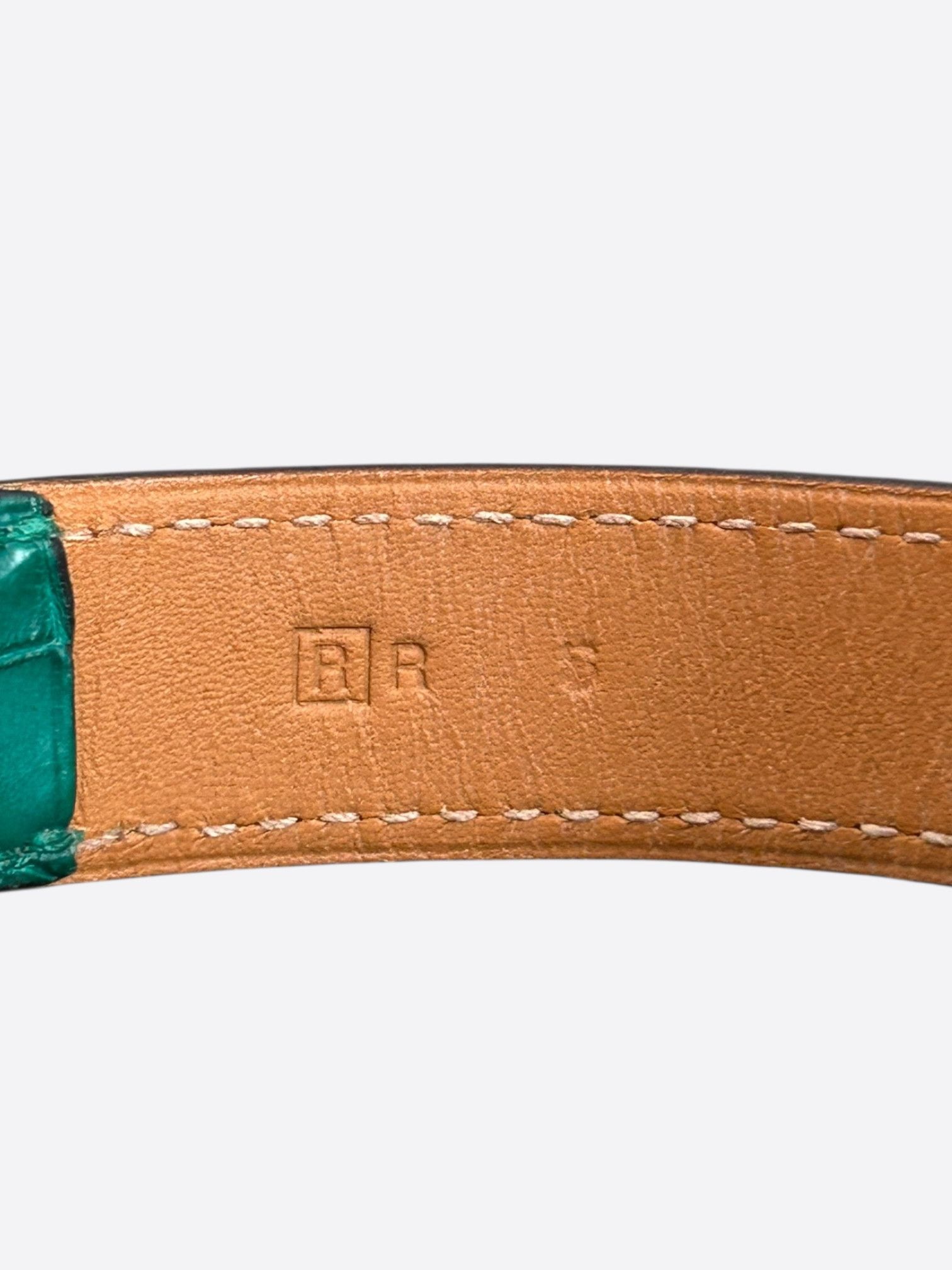 Hermes Green Crocodile & Palladium Hardware Etriviere Bracelet Size ONE SIZE - 3 Thumbnail