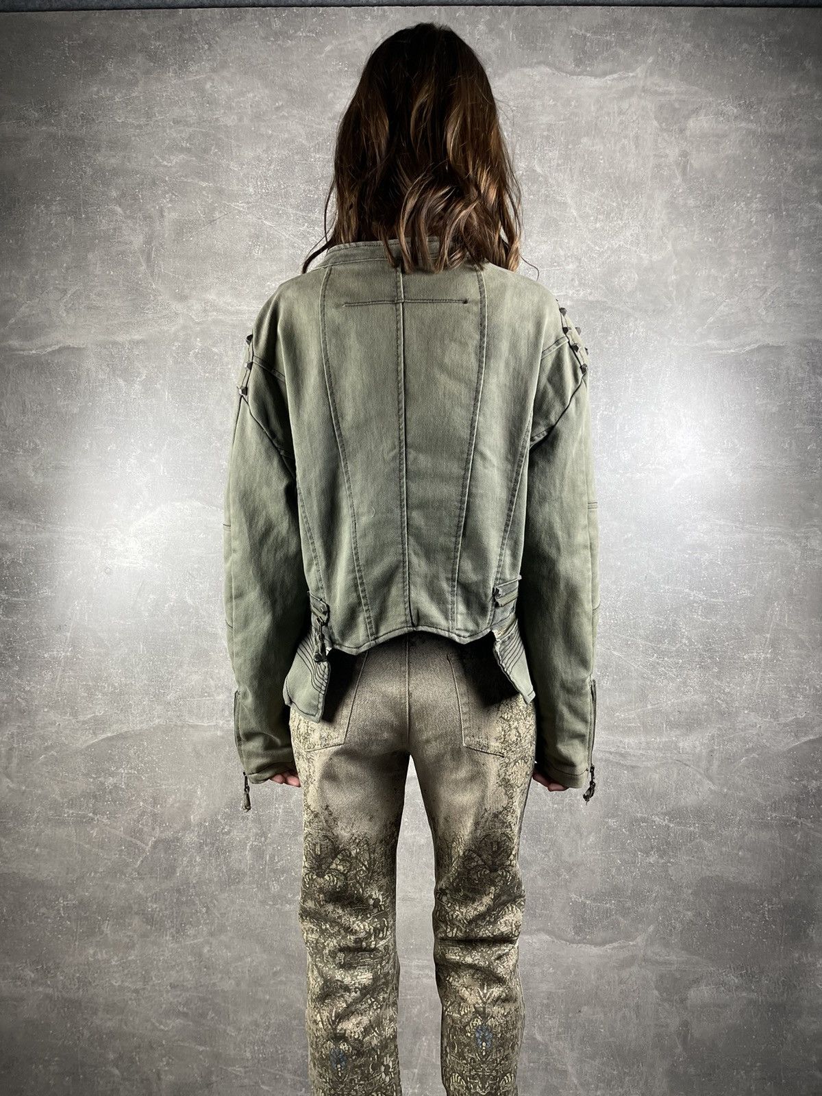 Other Y2K Avant Garde Faded Japanese Cropped Jacket Green Washed Size L / US 10 / IT 46 - 6 Thumbnail