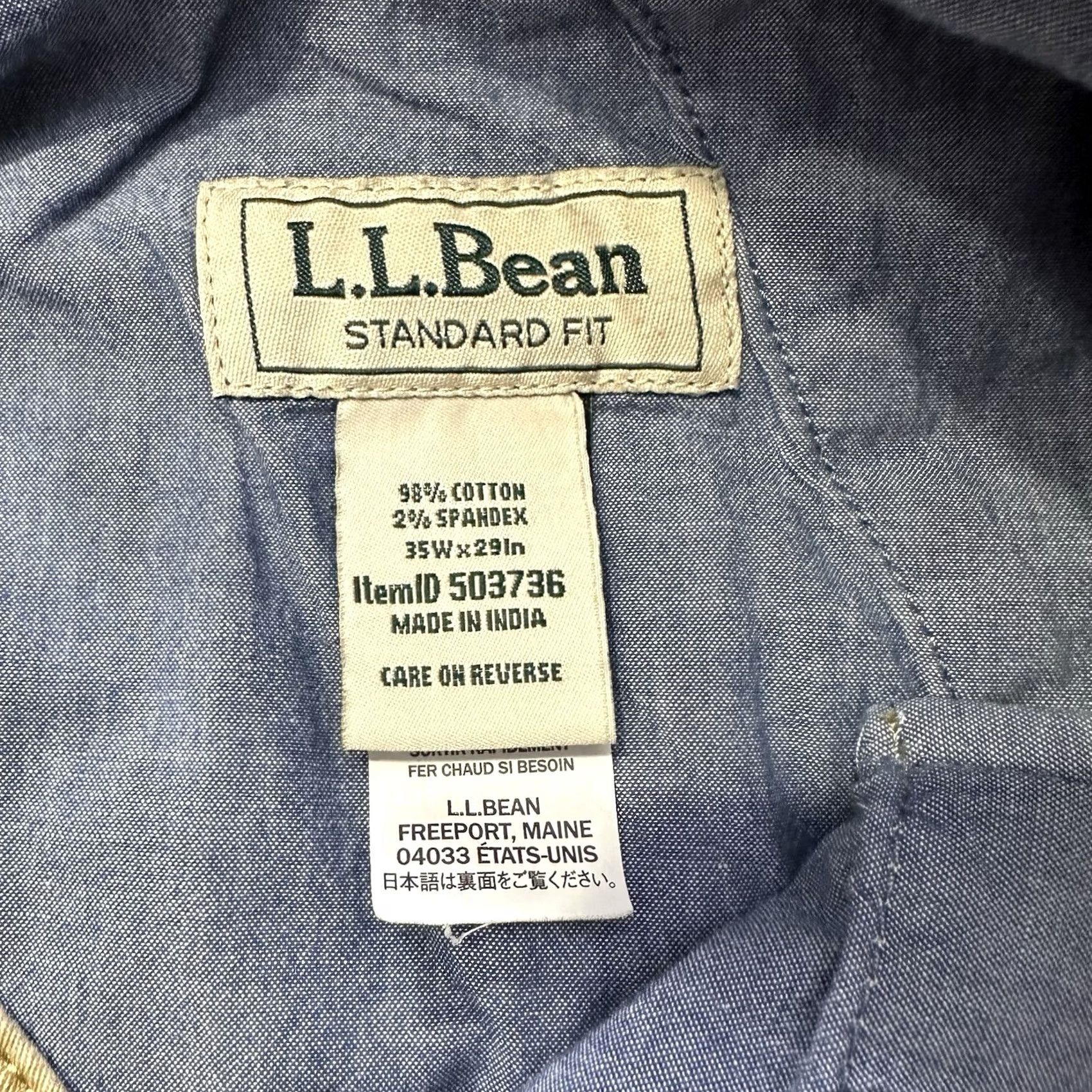 Vintage VINTAGE LL Bean Khaki Pants Mens 35x27 Lakewashed Straight Stretch Standard Fit Beige Shirt Size US 35 - 5 Thumbnail