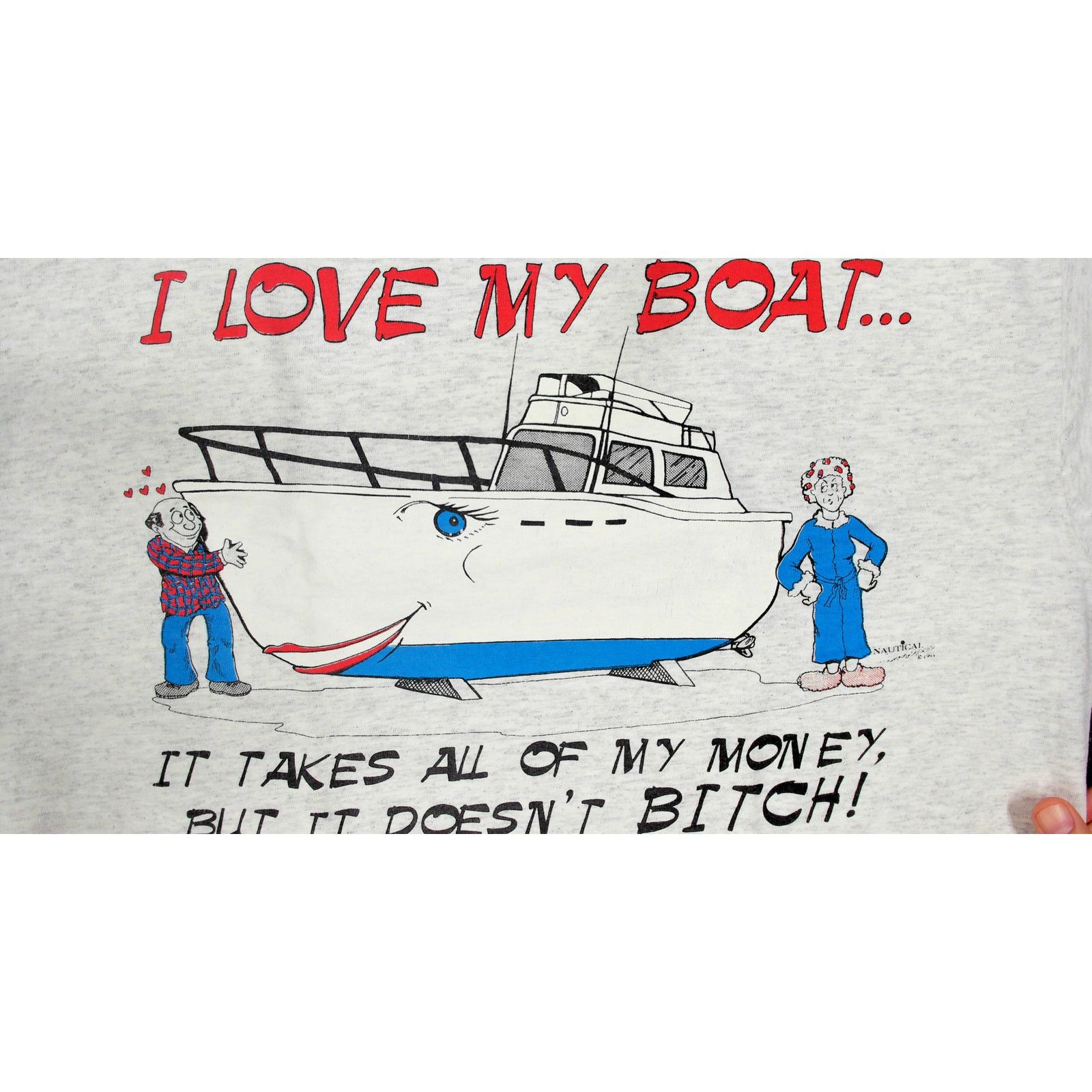 Delta VTG 1993 I Love My Boat Single Stitch Humor Tee USA Large Size US L / EU 52-54 / 3 - 6 Thumbnail
