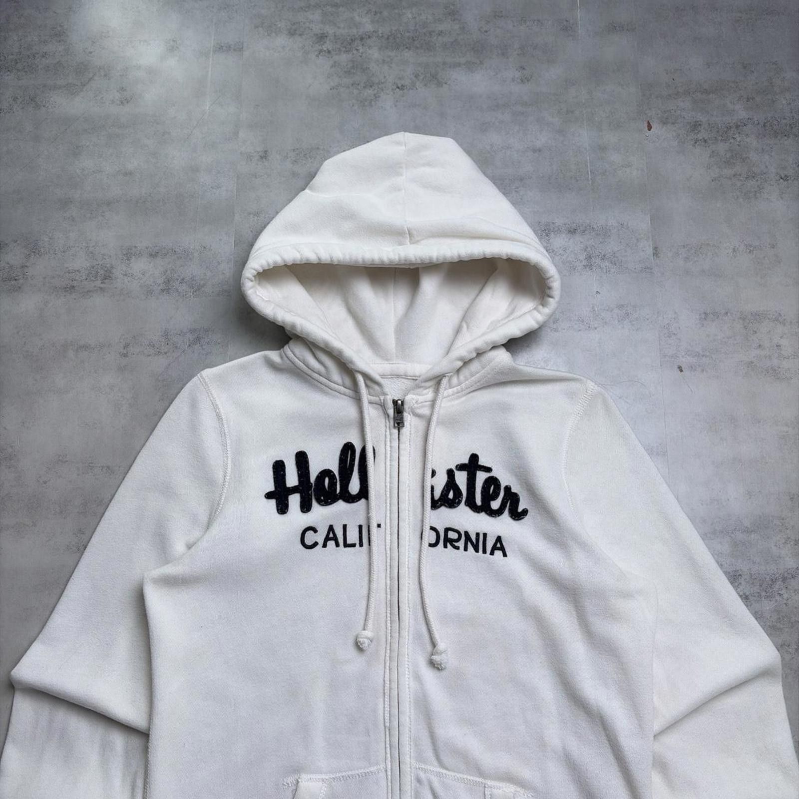 Other Y2K White Hollister Surf Grunge Skater Zip Up Hoodie Size M / US 6-8 / IT 42-44 - 3 Thumbnail