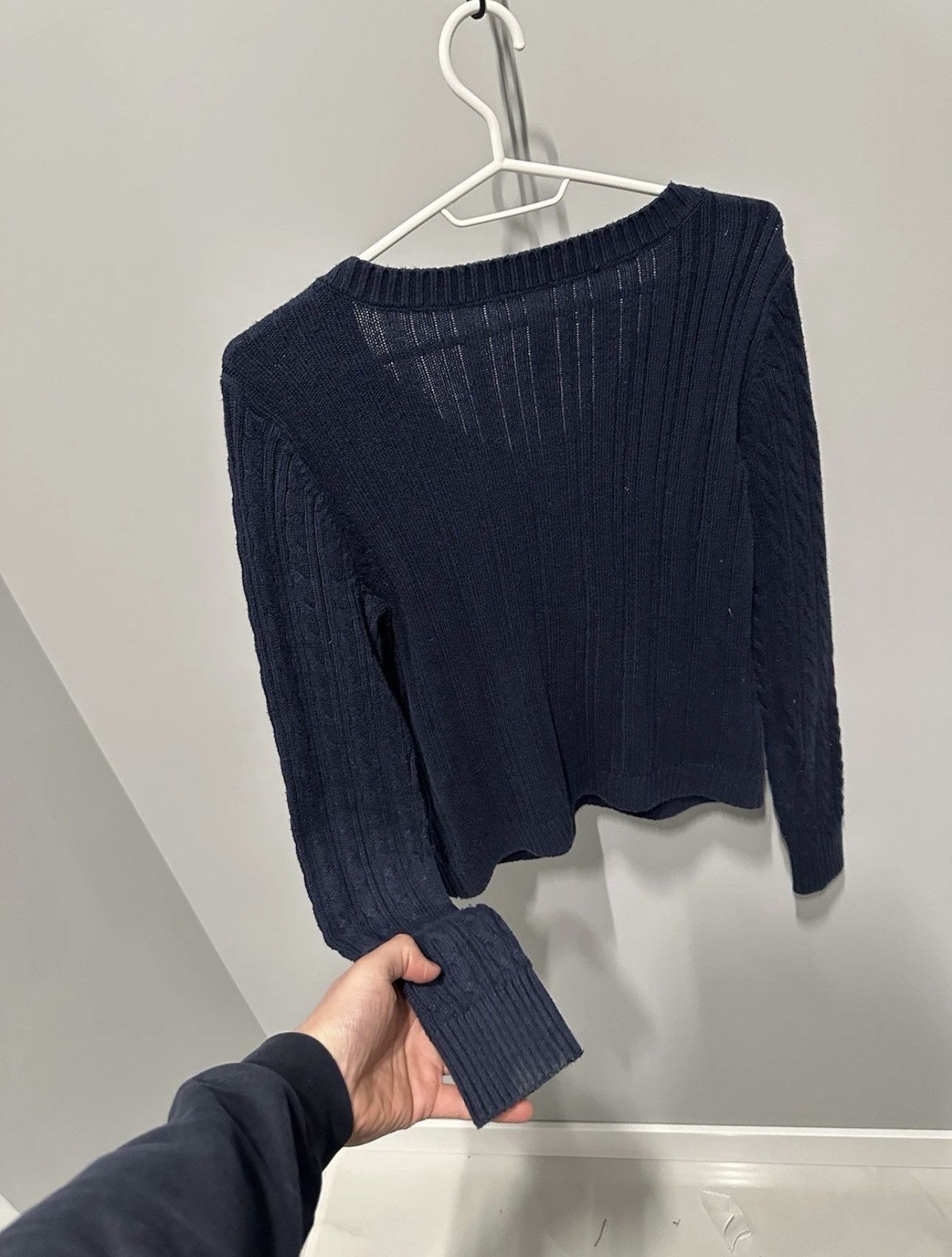 Hollister Y2K Hollister Sweater Women's Medium Blue Cable Knit V Neck Size M / US 6-8 / IT 42-44 - 6 Thumbnail