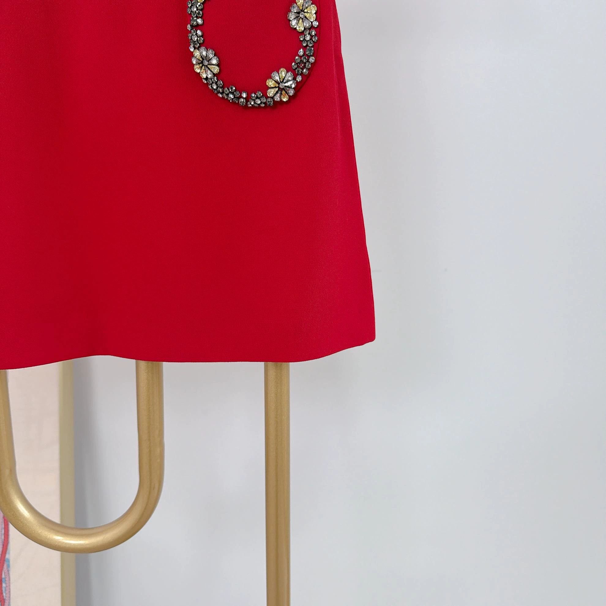 Miu Miu MIU MIU Women's Red Crystal Skirt 42 Size 28" / US 6 / IT 42 - 4 Thumbnail