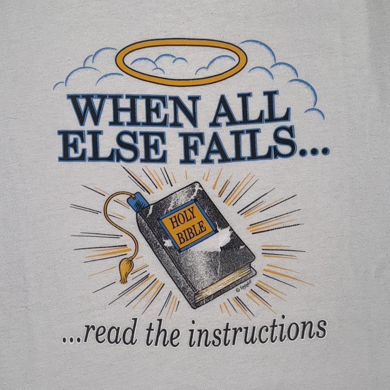 Vintage Vintage When All Else Fails… Bible Christian Jesus T-Shirt Size US XL / EU 56 / 4 - 2 Thumbnail