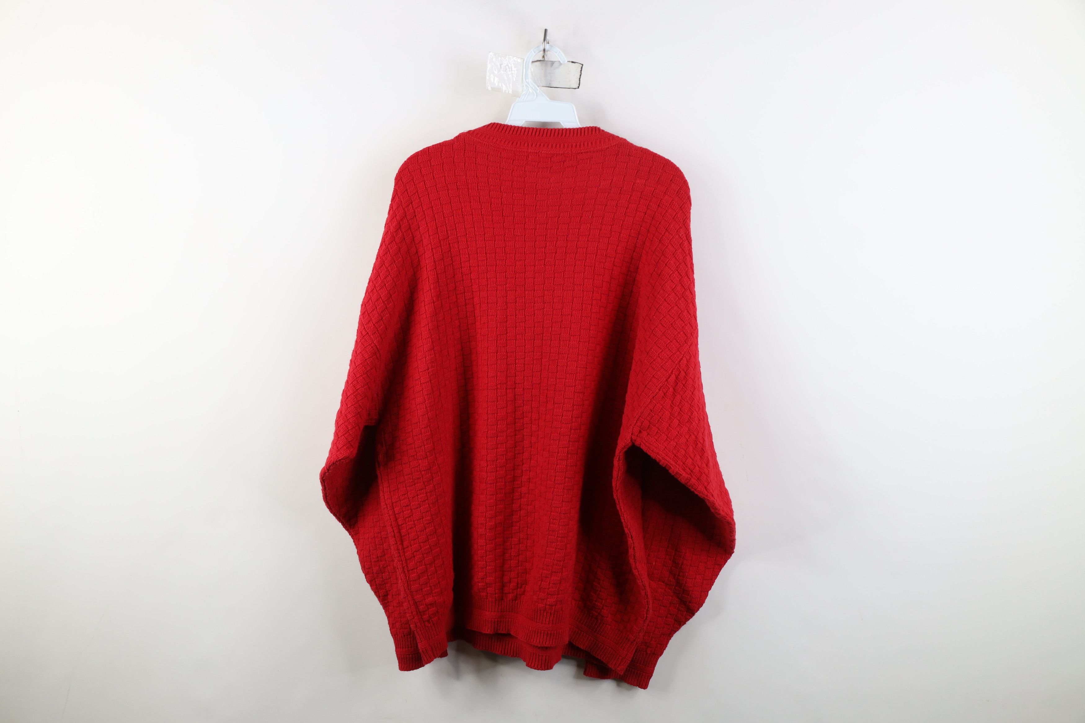 Vintage Vintage 90s Streetwear Cotton Weave Knit Sweater Red USA Size US L / EU 52-54 / 3 - 7 Thumbnail