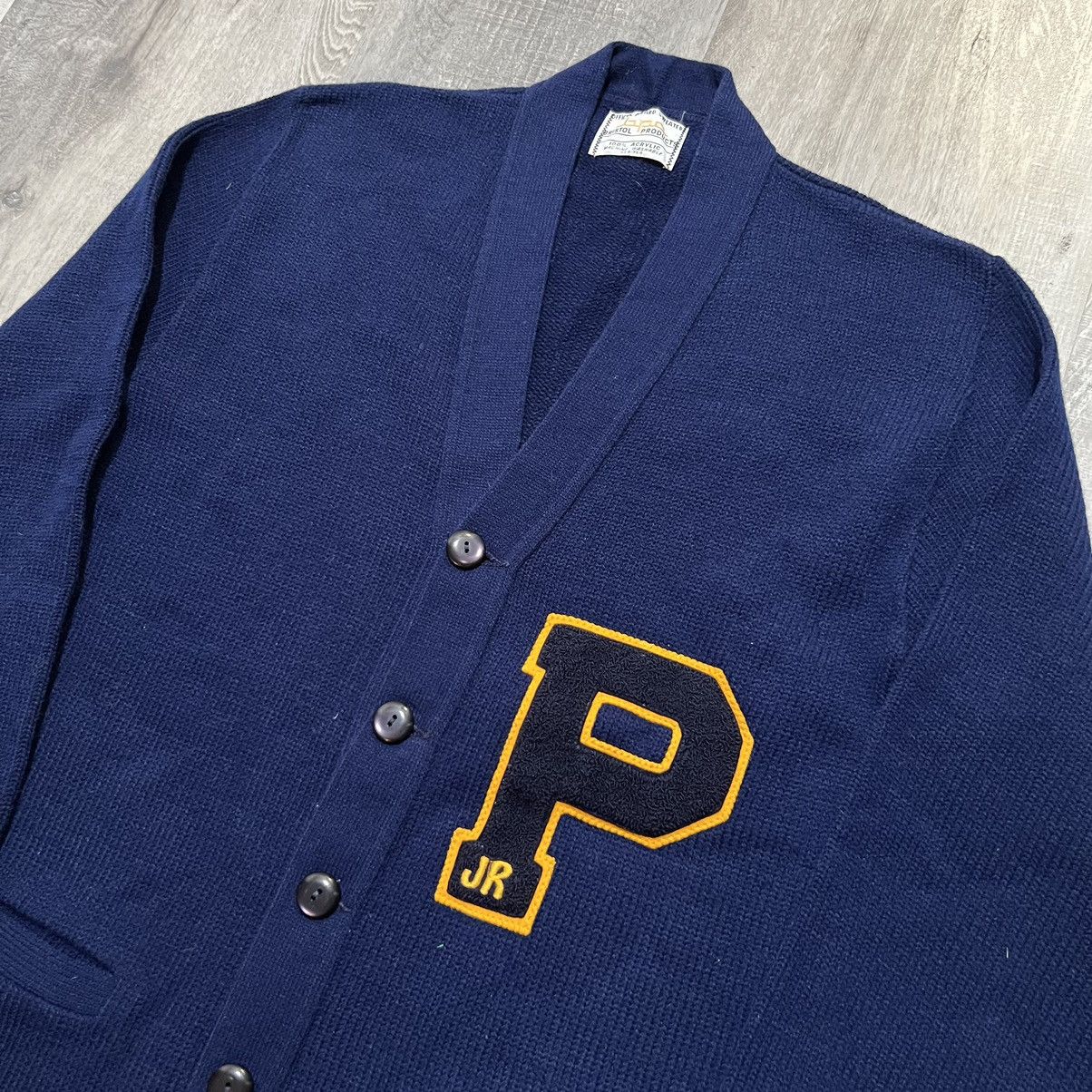 Vintage VTG 1970s Varsity Letterman Cardigan Blue Knit Award Sweater Size US S / EU 44-46 / 1 - 3 Thumbnail
