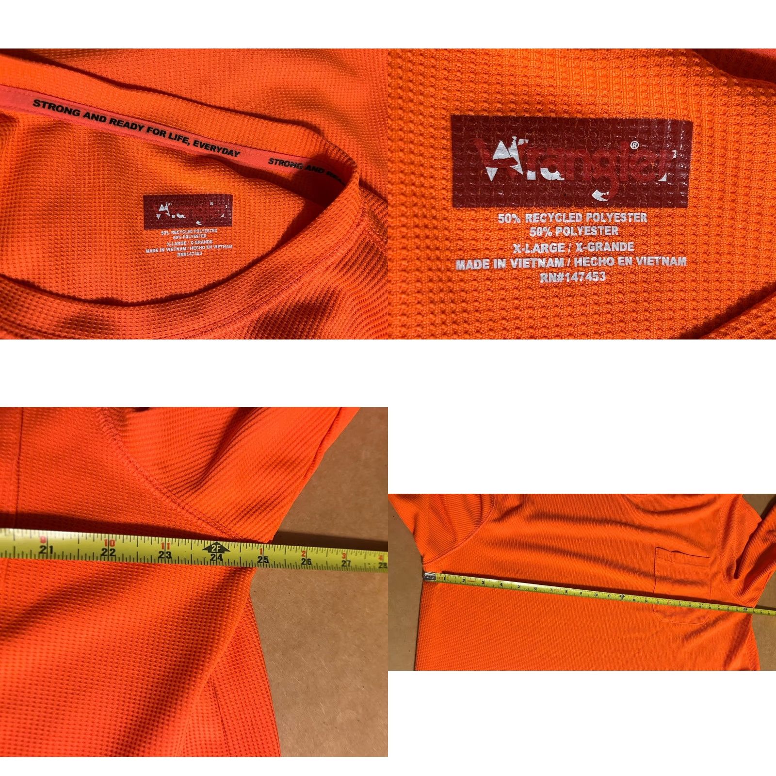 Wrangler VINTAGE Wrangler Long Sleeve Thermal Orange Hunting Safety Men XL Polyester Bright Crew Size US XL / EU 56 / 4 - 8 Thumbnail