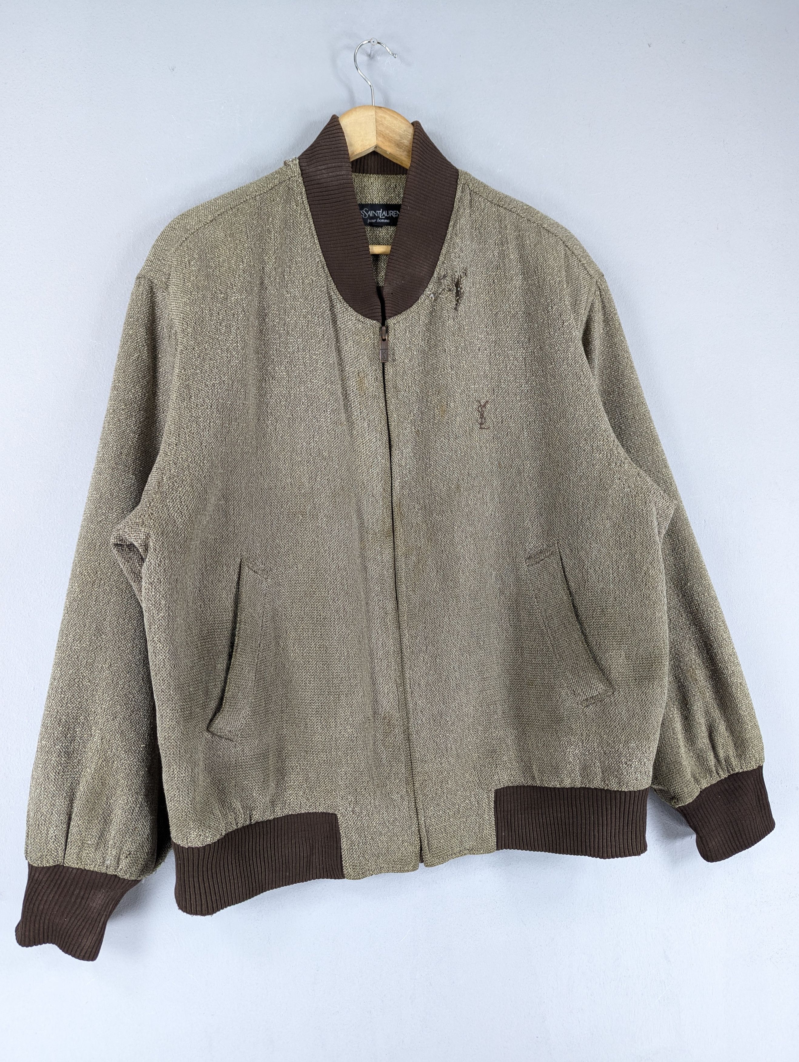 Yves Saint Laurent Vintage Yves Saint Laurent Ysl Distressed Bomber Jacket Size US L / EU 52-54 / 3 - 3 Thumbnail