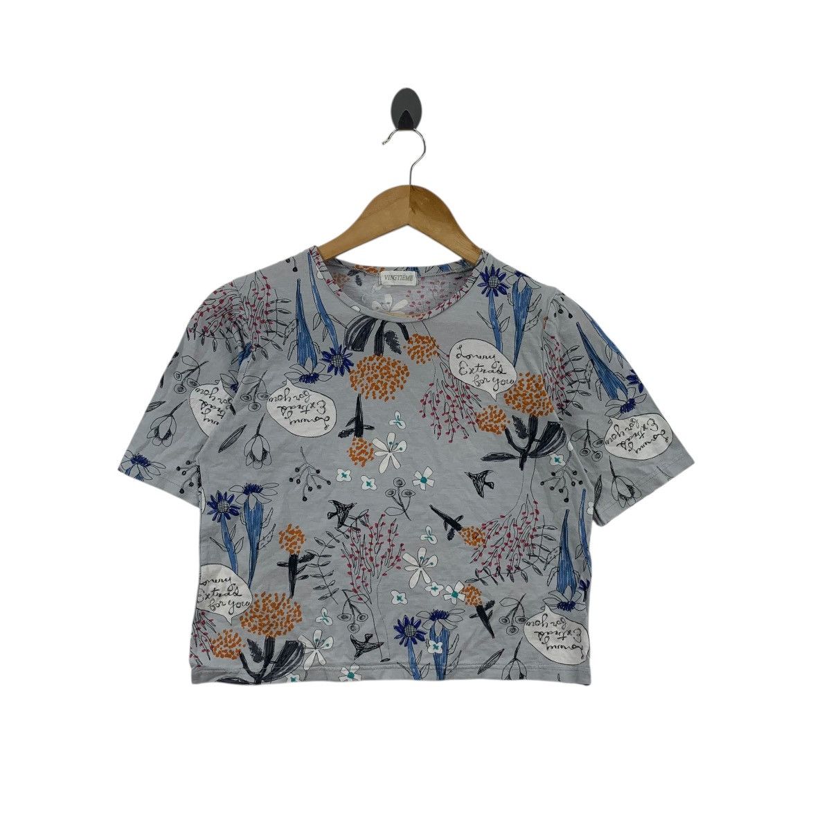 Vintage Vintage VINGTIEME PARIS DESIGNER Floral AOP Tee Shirt Size S / US 4 / IT 40 - 3 Thumbnail