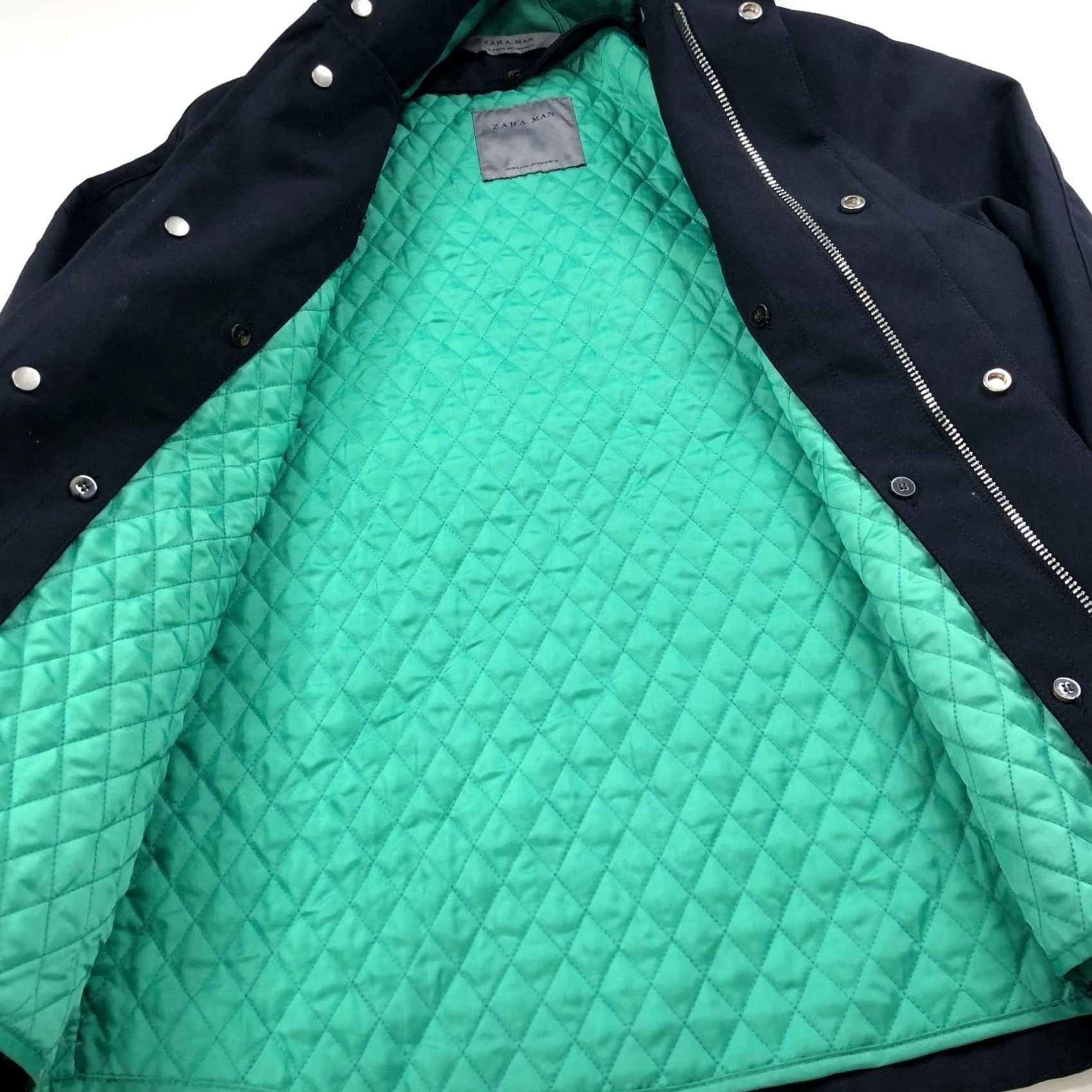 Zara Zara Jacket Quilted Hooded Full Zip Shell Button Blue Green M Men Size US M / EU 48-50 / 2 - 3 Thumbnail