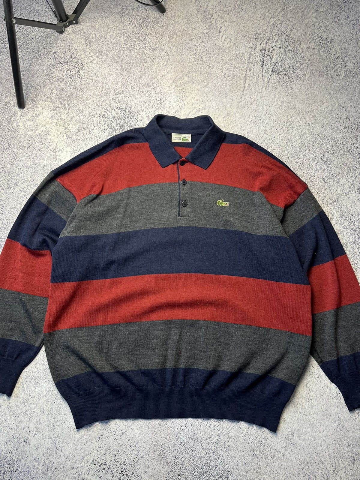Lacoste Vintage Lacoste Polo Sweater Long sleeve Distressed Y2K Size US XL / EU 56 / 4 - 6 Thumbnail