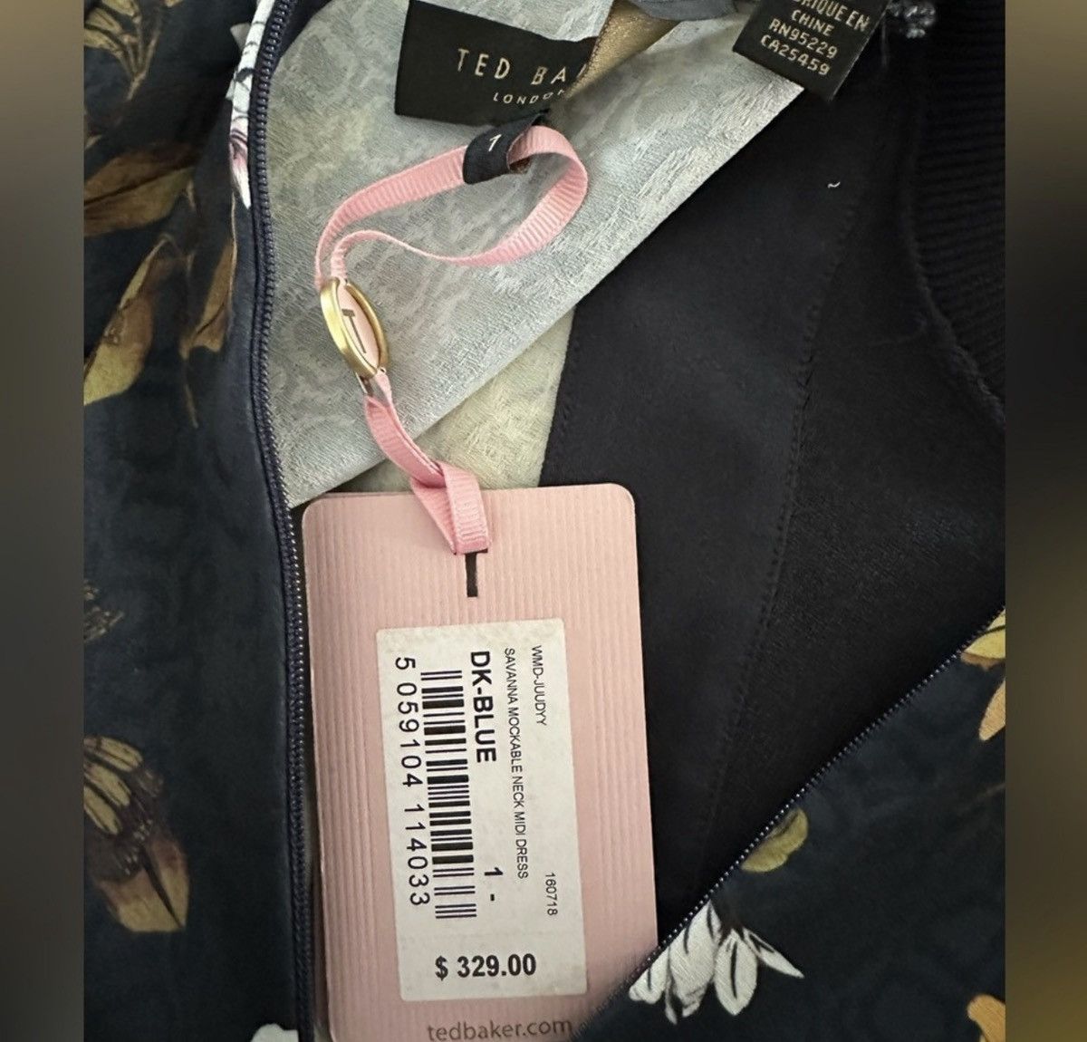 Ted Baker Ted Baker ‘juudyy’ Savanna Mockable Neck Floral Midi Dress Size ONE SIZE - 5 Thumbnail