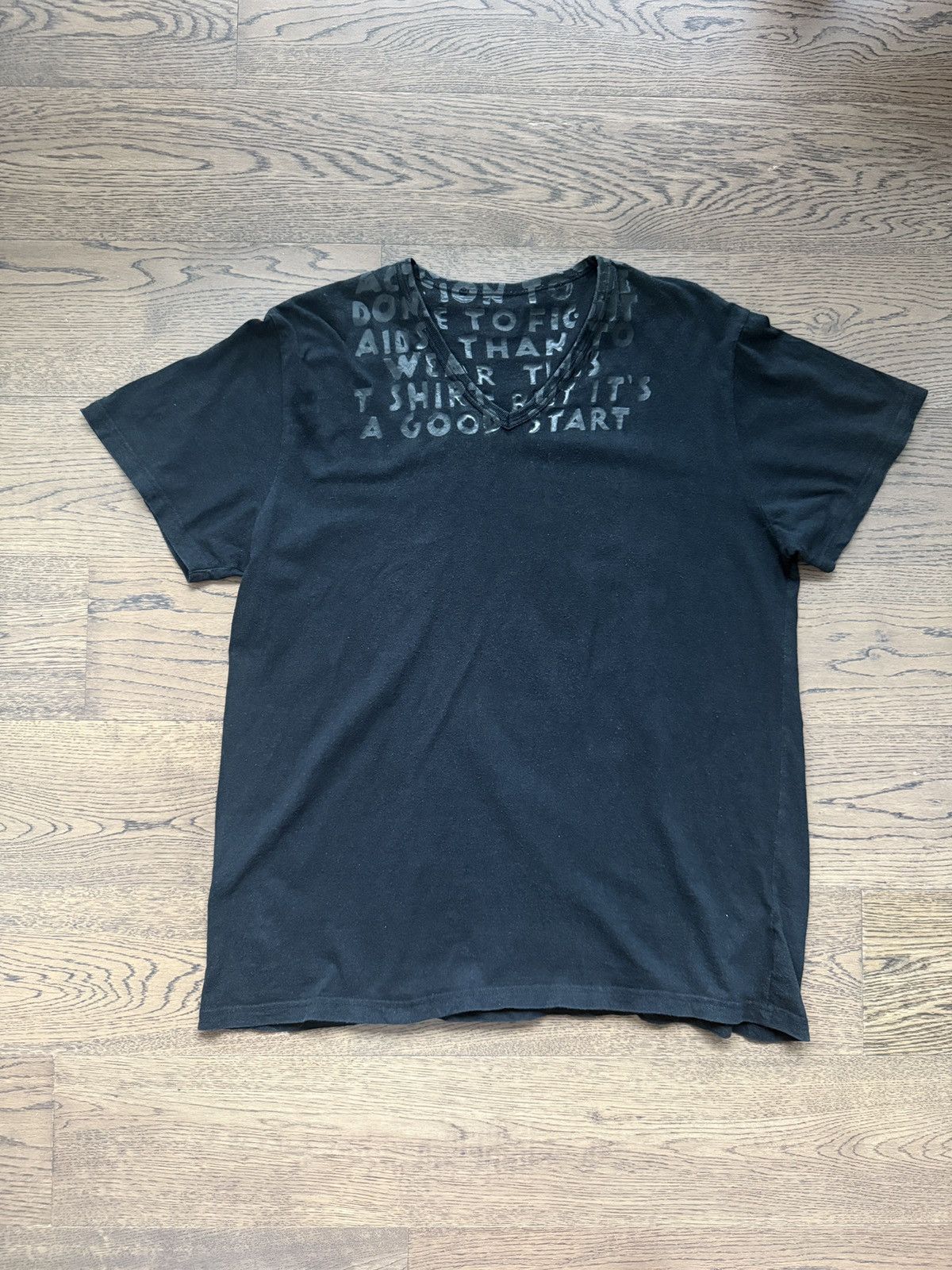 Early Martin Margiela Mens Black Anti Aids T Shirt