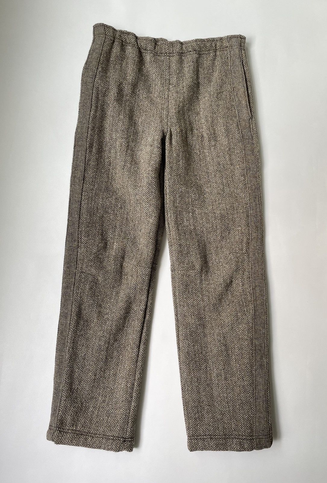 image of Comme Des Garcons Chevron Wool Wide Leg Trouser in Tan, Men's (Size 34)