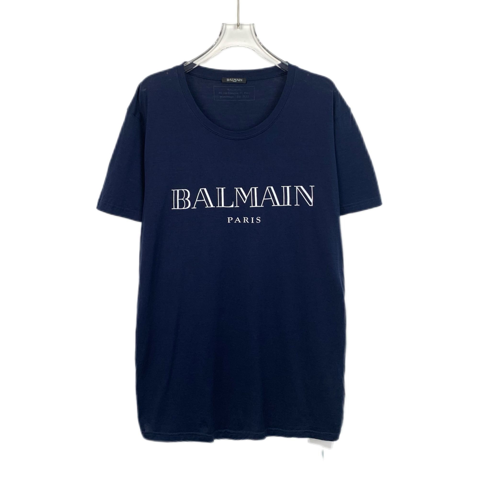 Balmain Paris Logo Blue Short Sleeve T-Shirt M 100% Cotton M