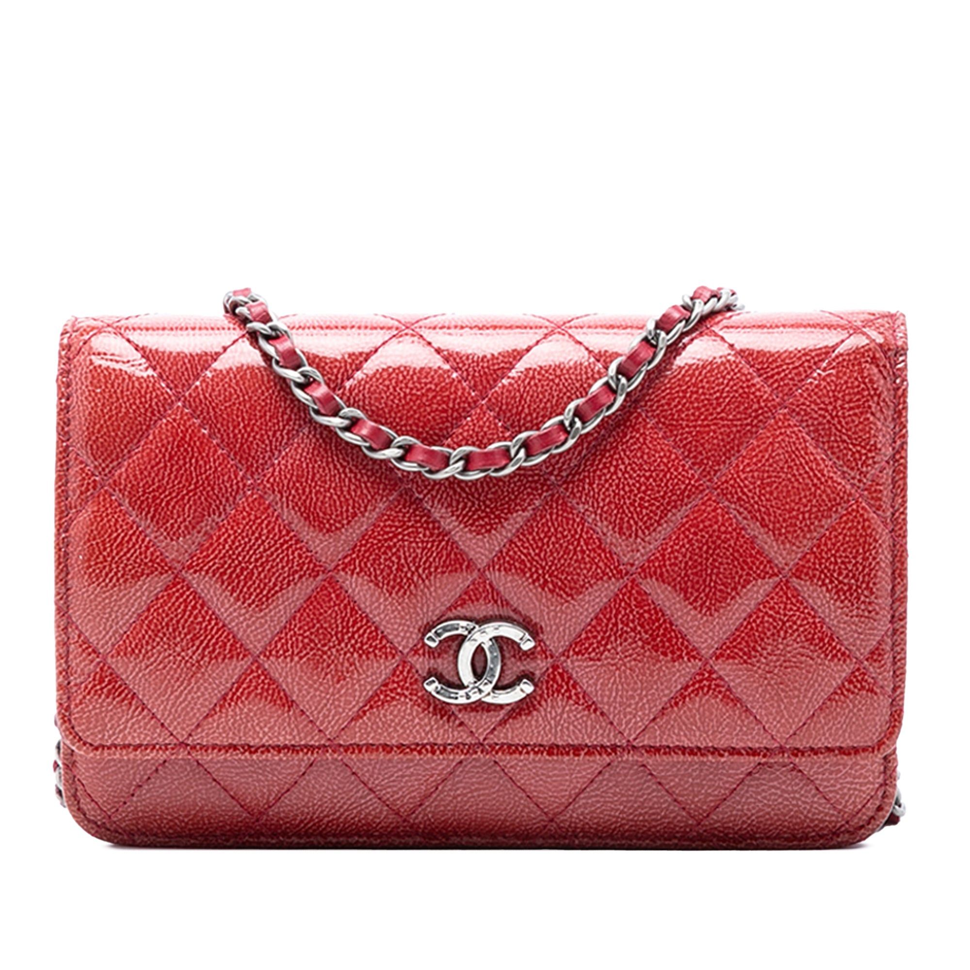 Paris Dallas CC Quilted Patent Goatskin Wallet on Chain