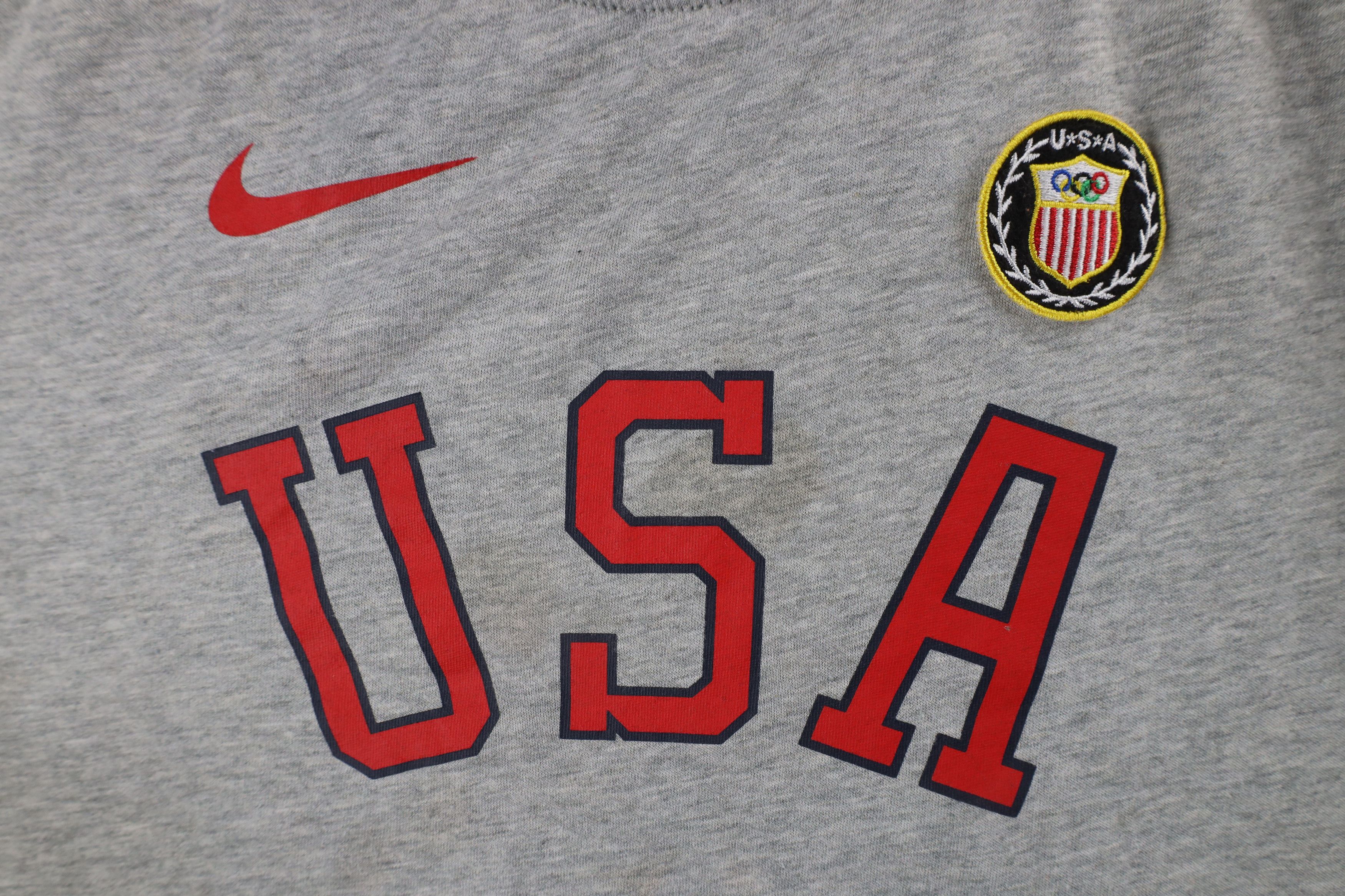 Nike × Vintage Retro Nike USA Olympics Crest Patch T-Shirt Heather Gray Size 3XL / US 20-22 - 4 Thumbnail