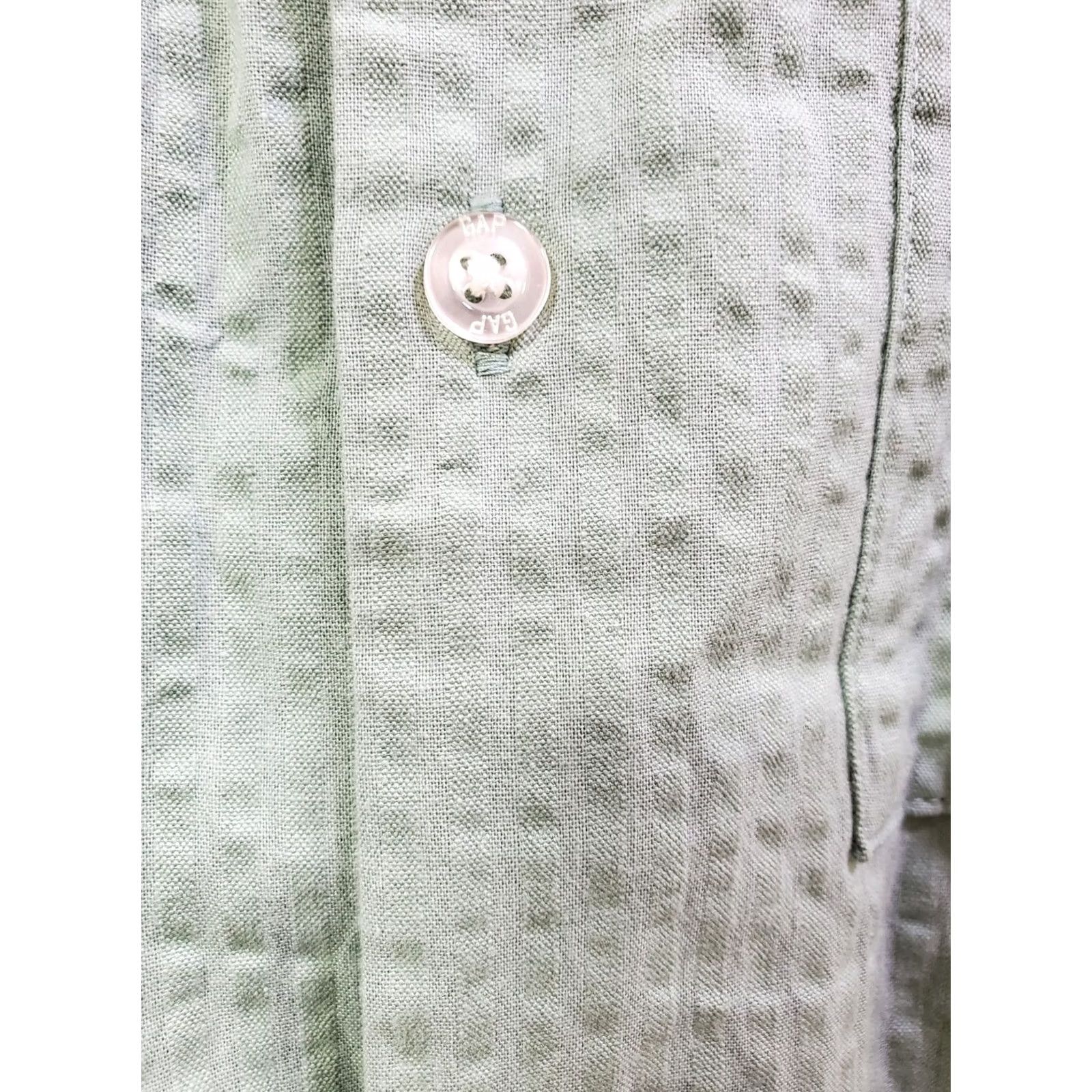 Gap Gap Seersucker Shirt Mens Large Granite Green Short Sleeve Button Up NWT Size US L / EU 52-54 / 3 - 4 Thumbnail