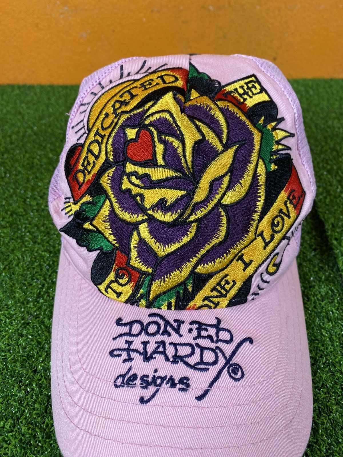 Ed Hardy Vintage Ed Hardy Pink Trucker Cap – Rose Embroidery Snapback Size ONE SIZE - 6 Thumbnail
