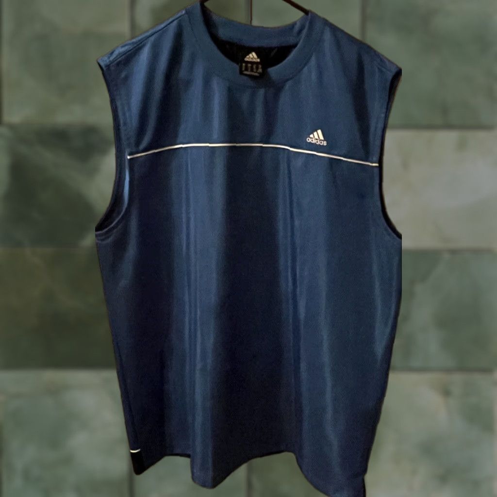 Adidas ADIDAS Basketball Jersey Sleeveless Tank Blue XL Men Shaped Knit Breathable Lightweight Activewear Size US XL / EU 56 / 4 - 1 Thumbnail