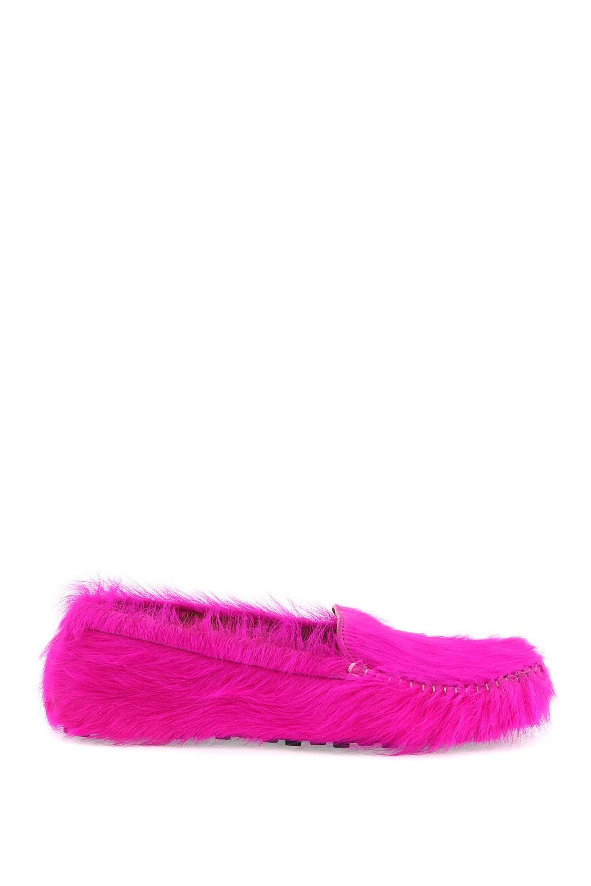 image of Marni Long-Haired Leather Moccasins In Shoes in Fuxia, Men's (Size 8)