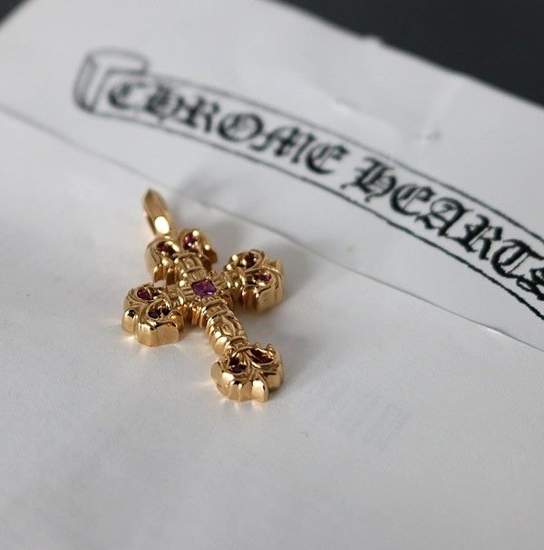 Chrome Hearts Chrome Hearts 22k Pave Pink Sapphire Filigree Cross Size ONE SIZE - 4 Thumbnail