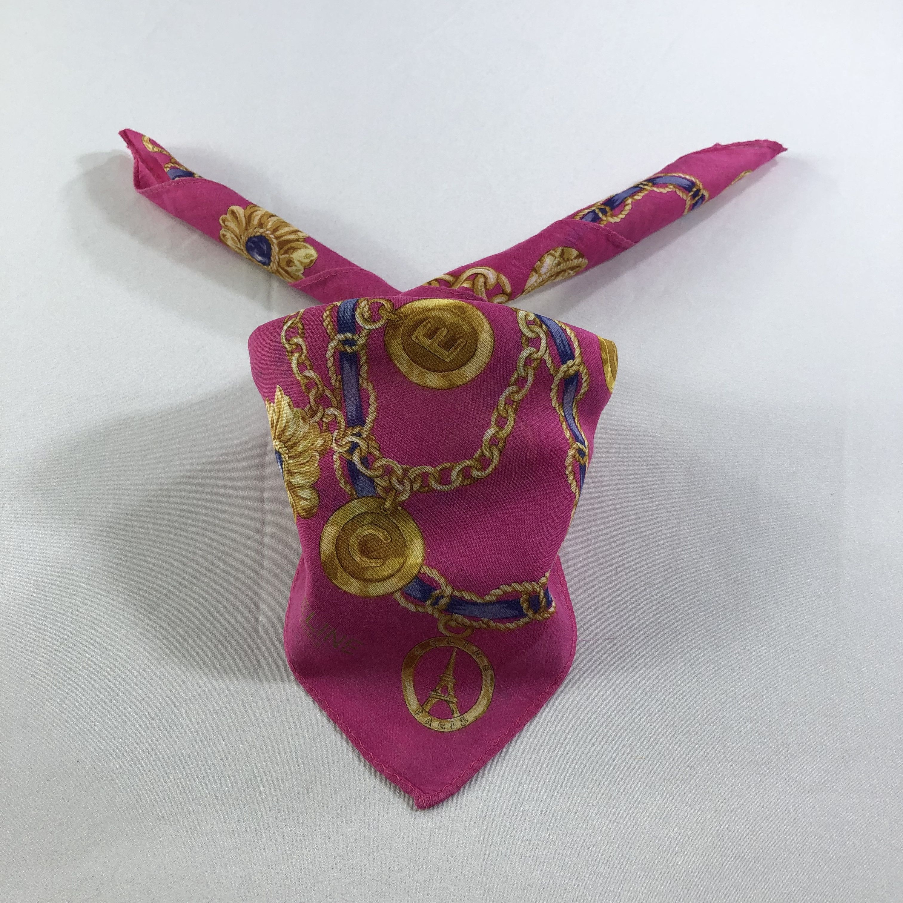 Celine Celine Gold Chains Handkerchief Neckerchief Bandana H2168 Size ONE SIZE - 1 Thumbnail