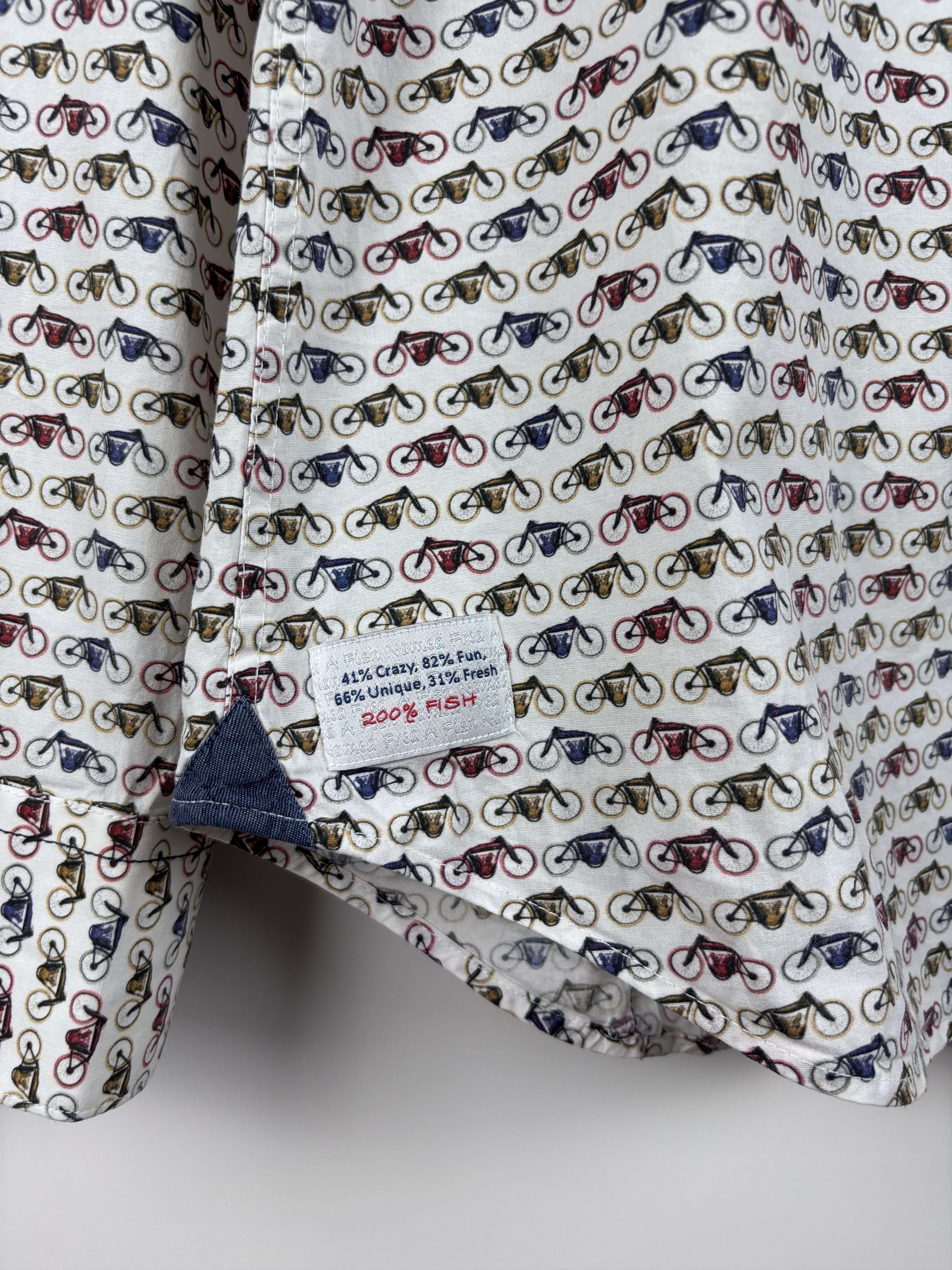 Other A Fish Named Fred Button Down Shirt Slim Bicycle Pattern L Size US L / EU 52-54 / 3 - 4 Thumbnail