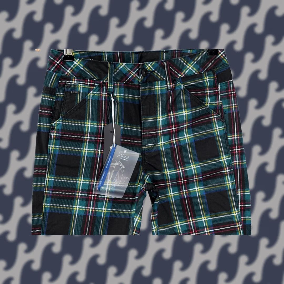 G-Star G-Star Pharrell Williams 5622 3D Mid Boyfriend Royal Stewart Cotton Jeans Blue Check W24 L34 Womens Girls Size ONE SIZE - 1 Thumbnail