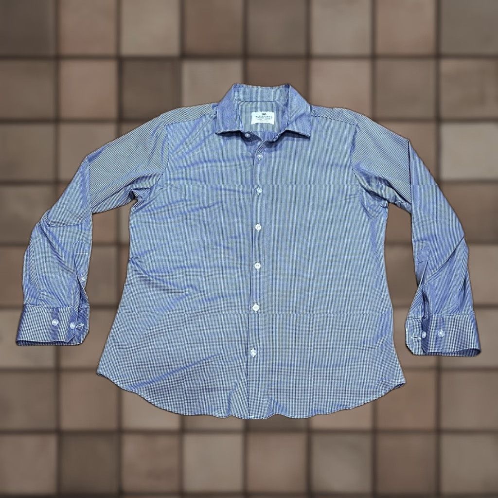 Mizzen+Main Mizzen+Main Men's Shirt Large Slim Button-Up Blue Gingham Check Casual Formal Business Shirt Size US L / EU 52-54 / 3 - 1 Thumbnail
