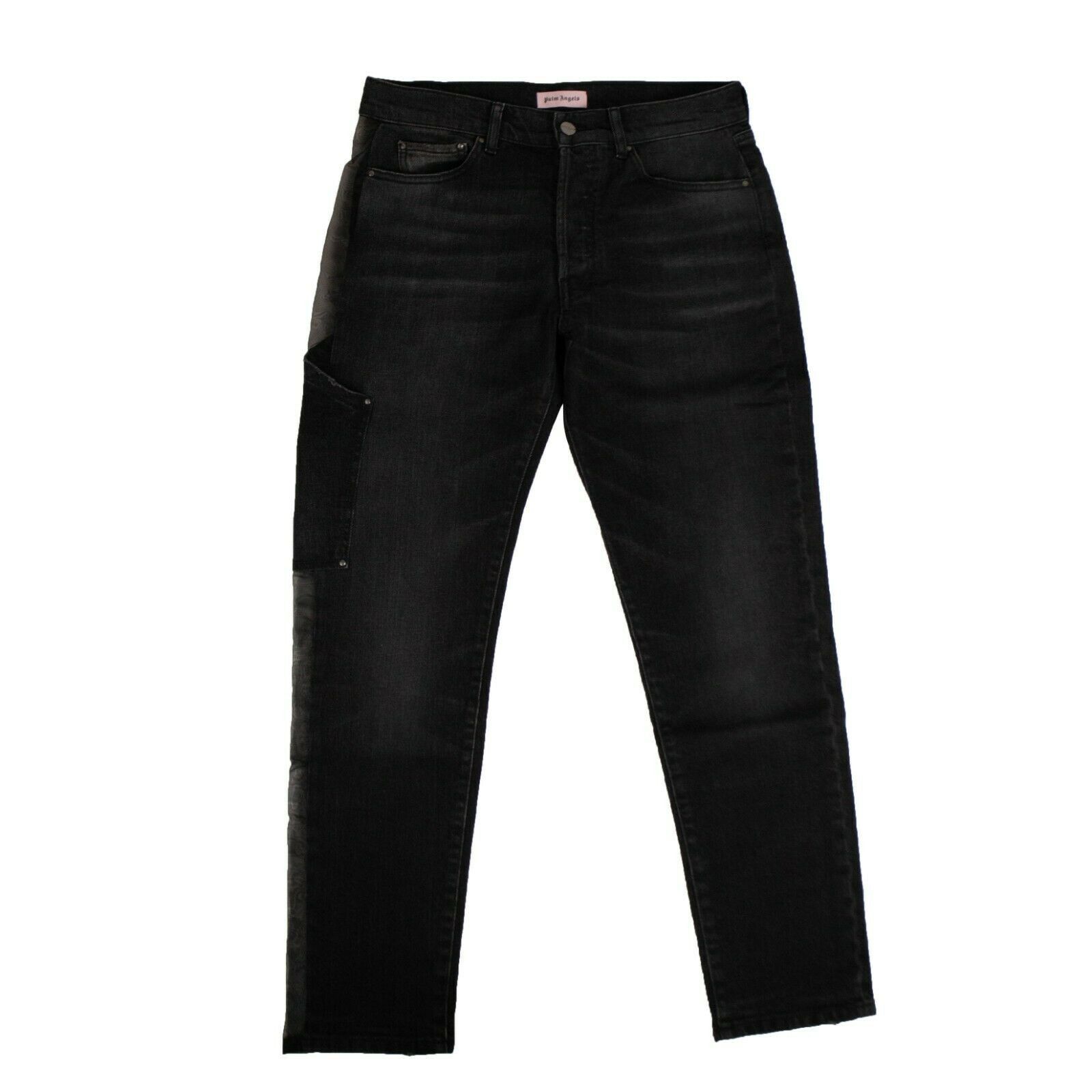 image of Palm Angels Black Sheer Side Stripes Jean Pants Size 28, Women's