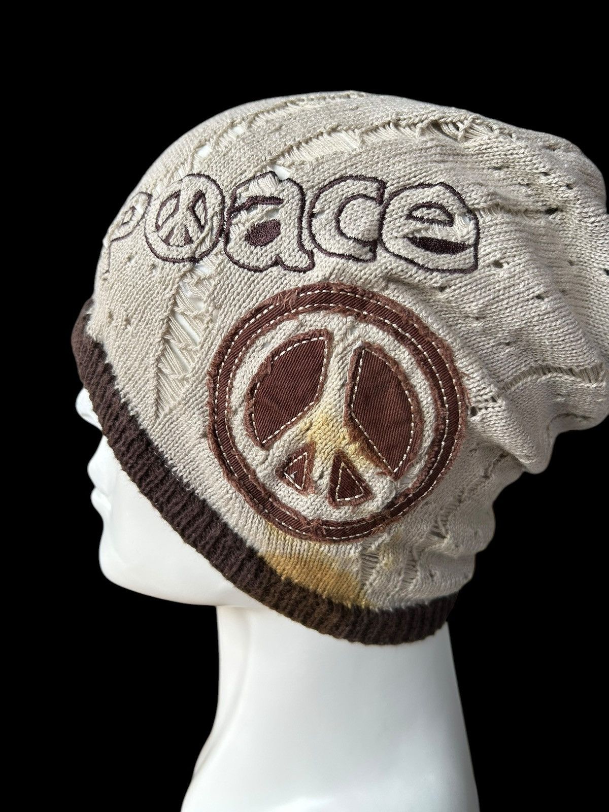 Japanese Brand × Kapital × Vintage Peace Distressed Punk Bondage Beanie Hats Rare ☠️☠️ Size ONE SIZE - 8 Thumbnail