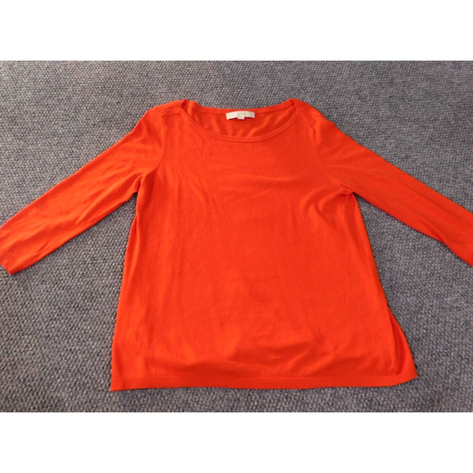 Loft LOFT Sweater Pullover Medium Orange Womens Cable Knit Stretch Crew Neck Casual Knit Pattern Regular Cotton Nylon Rayon Size M / US 6-8 / IT 42-44 - 4 Thumbnail