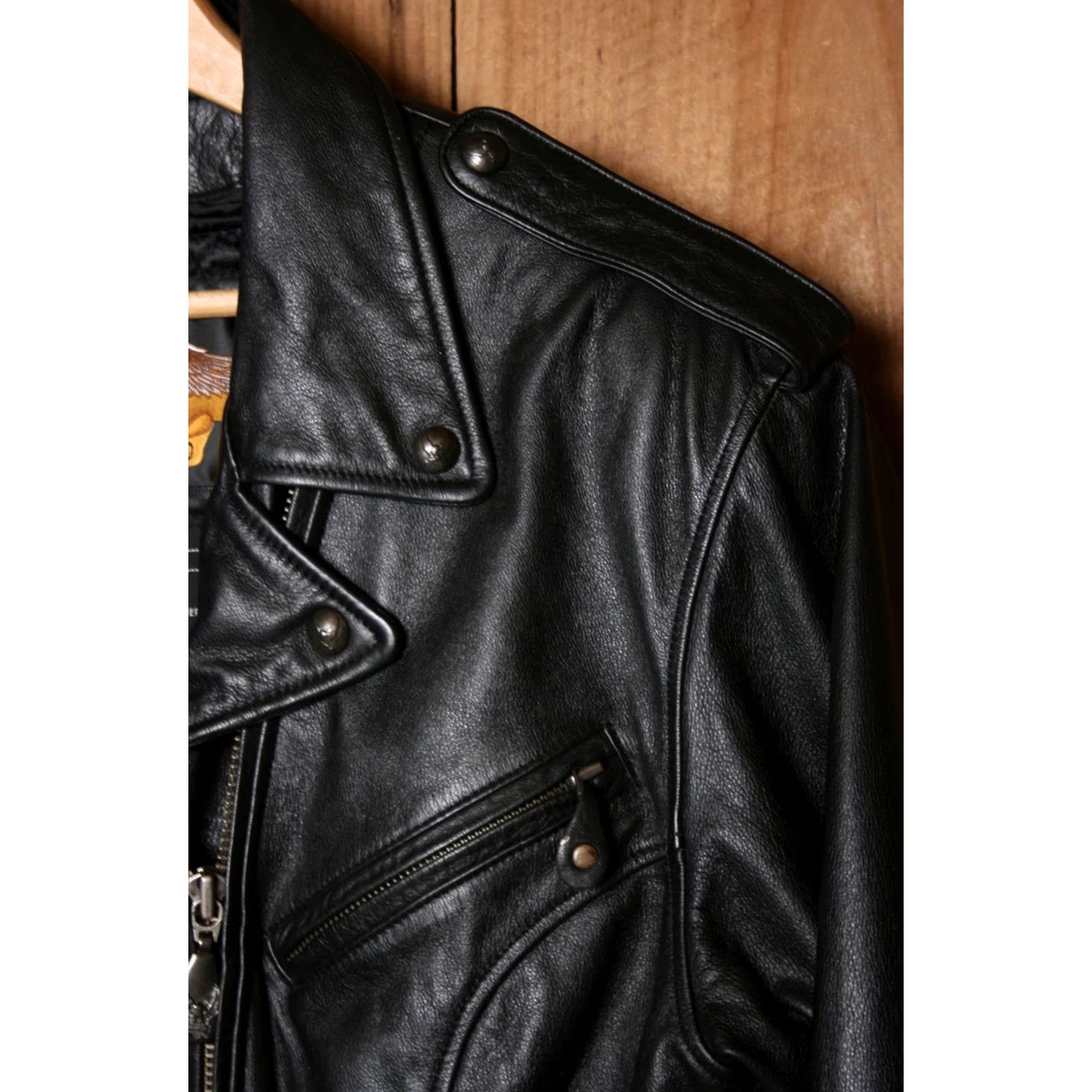 Harley Davidson HARLEY-DAVIDSON Black Leather 50 Years Motorcycle Jacket Women M Quilt Liner Zip Size M / US 6-8 / IT 42-44 - 3 Thumbnail