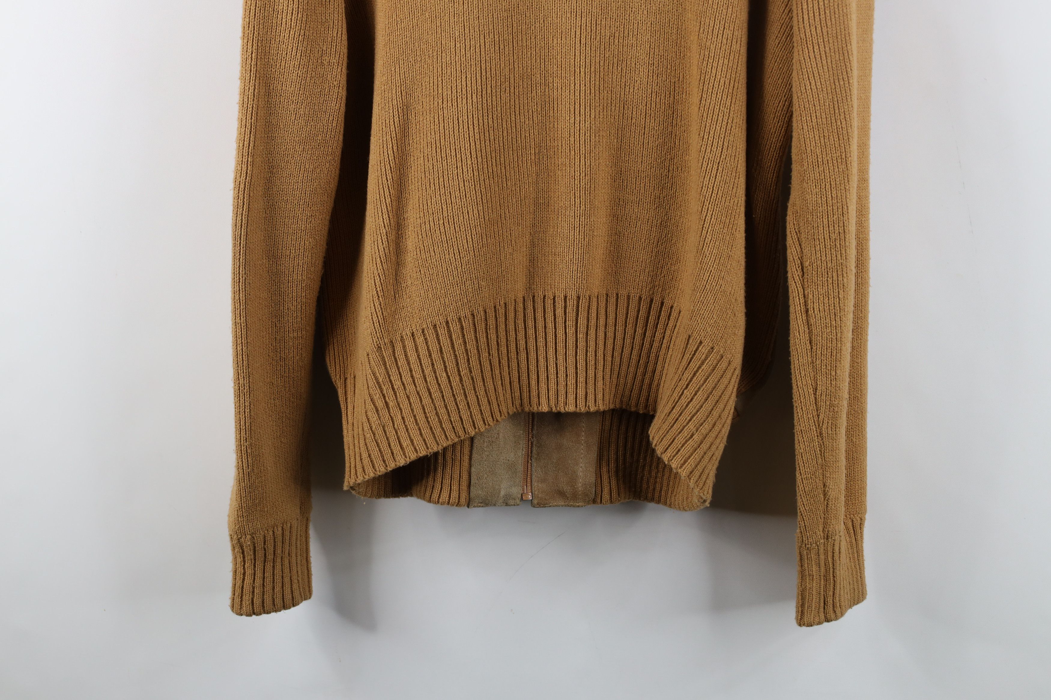 Vintage Vintage 70s Streetwear Leather Knit Sweater Jacket Swacket Size US M / EU 48-50 / 2 - 14 Thumbnail